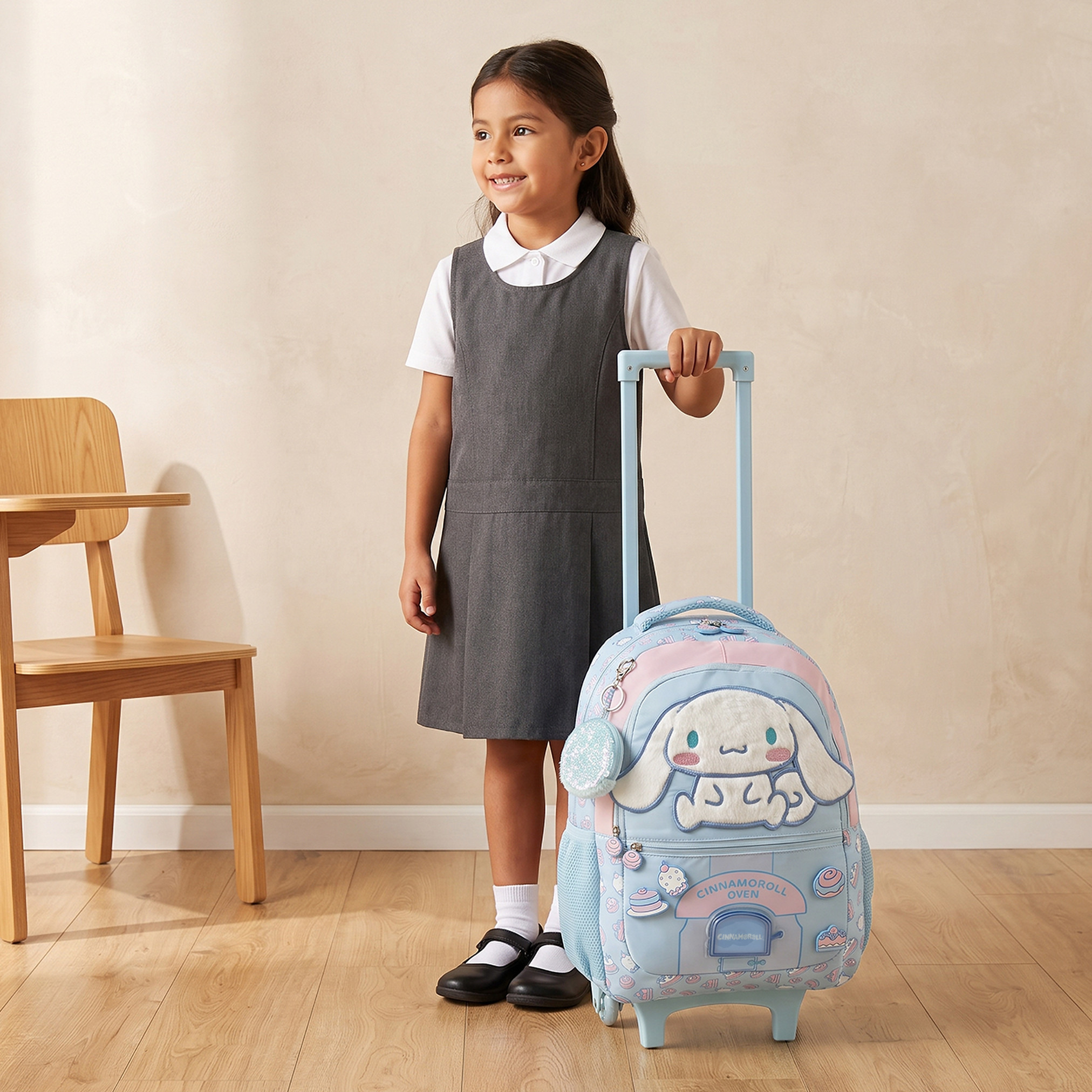 شنطة ترولي بتزيينات سينامورول ومقبض قابل للسحب للبنات من 5 - 8 سنوات من سانريو - 16 بوصة-school-bagsandbackpacks-trolleybags-image-3