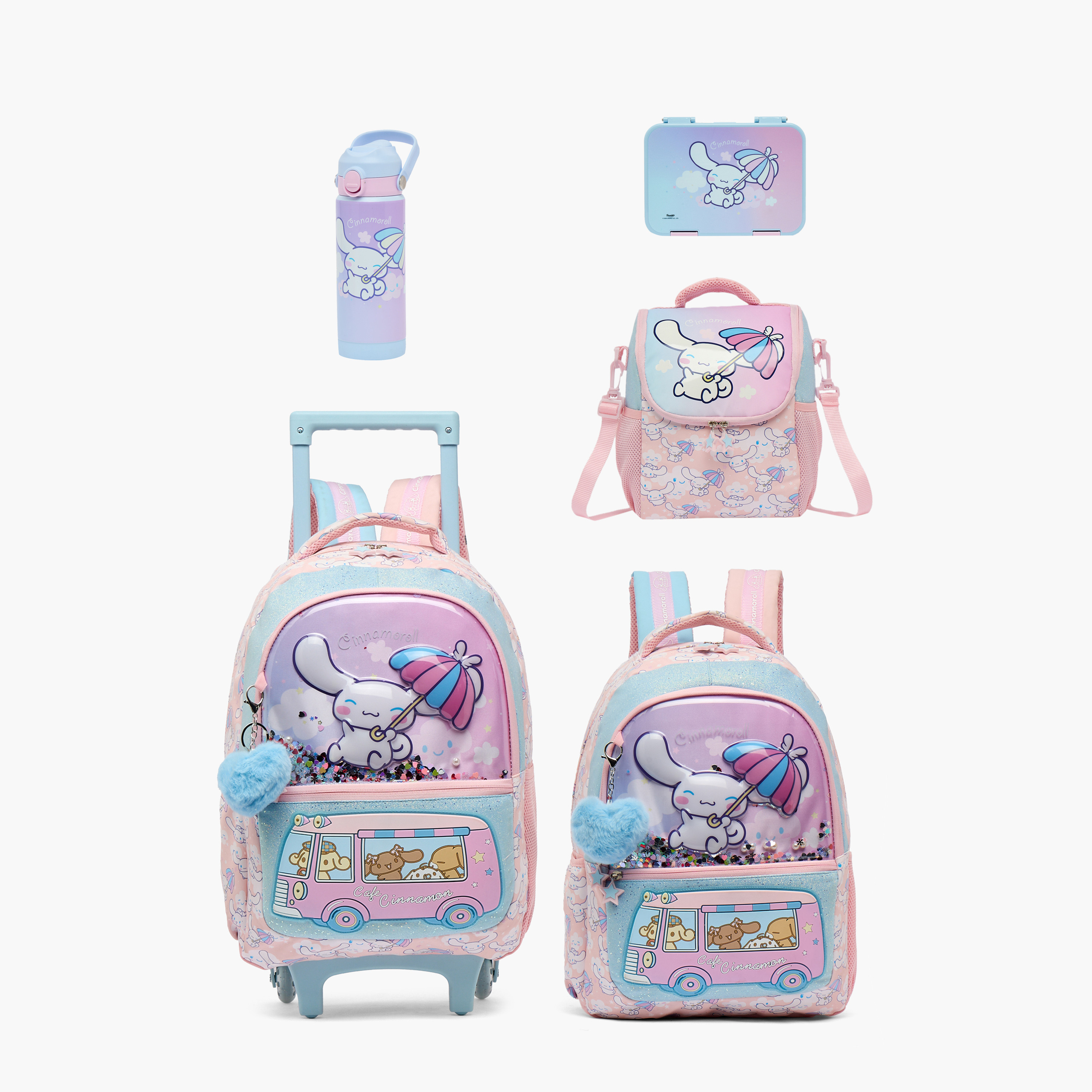 Sanrio Cinnamoroll Print Trolley Bag for Girls 5-8 Years Retractable Handle - 16 inches-school-bagsandbackpacks-trolleybags-image-16