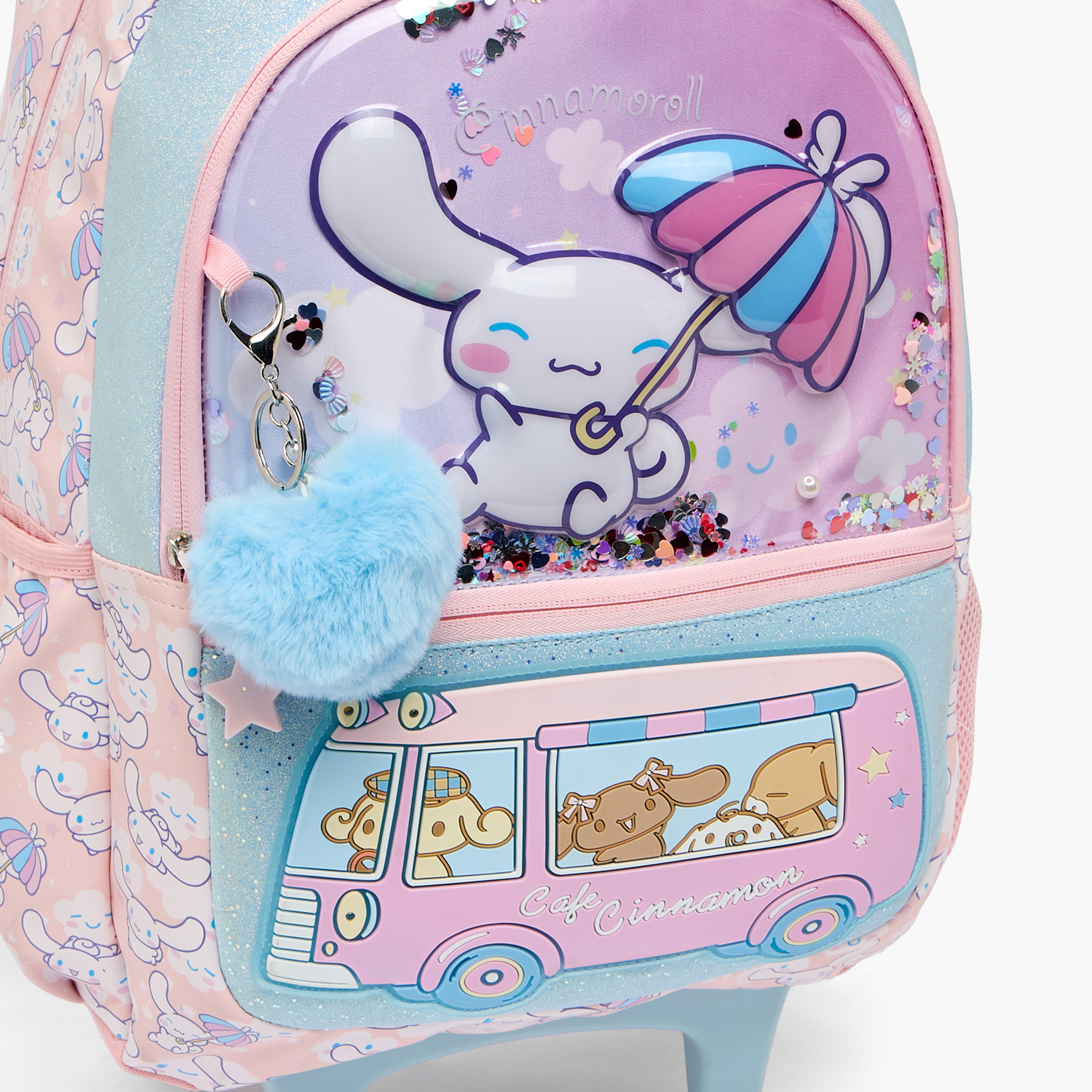 Sanrio Cinnamoroll Print Trolley Bag for Girls 5-8 Years Retractable Handle - 16 inches-school-bagsandbackpacks-trolleybags-image-4