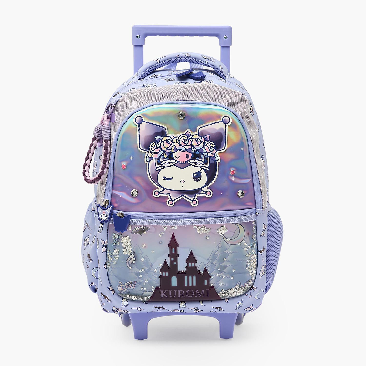 Sanrio Kuromi Print Trolley Bag for Girls 5-8 Years Retractable Handle - 16 inches-school-bagsandbackpacks-trolleybags-image-1