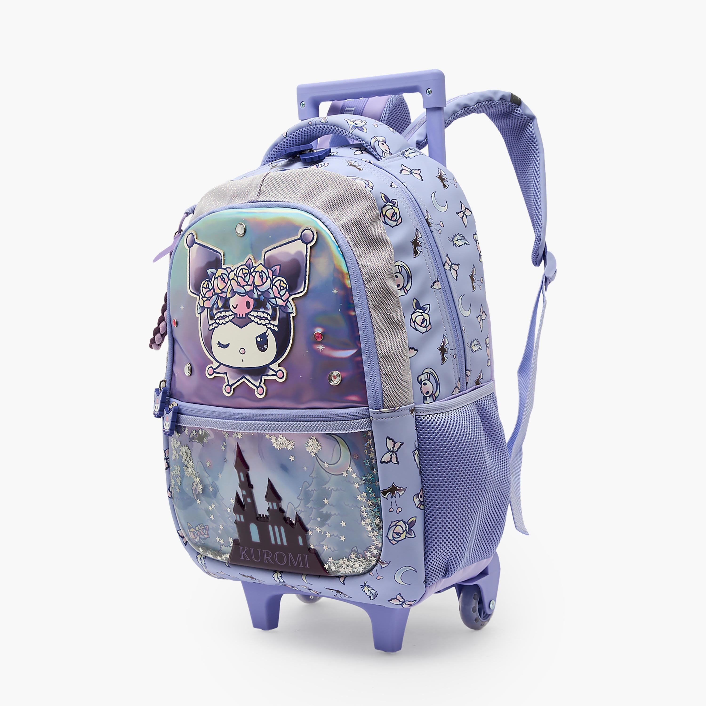 Sanrio Kuromi Print Trolley Bag for Girls 5-8 Years Retractable Handle - 16 inches-school-bagsandbackpacks-trolleybags-image-10
