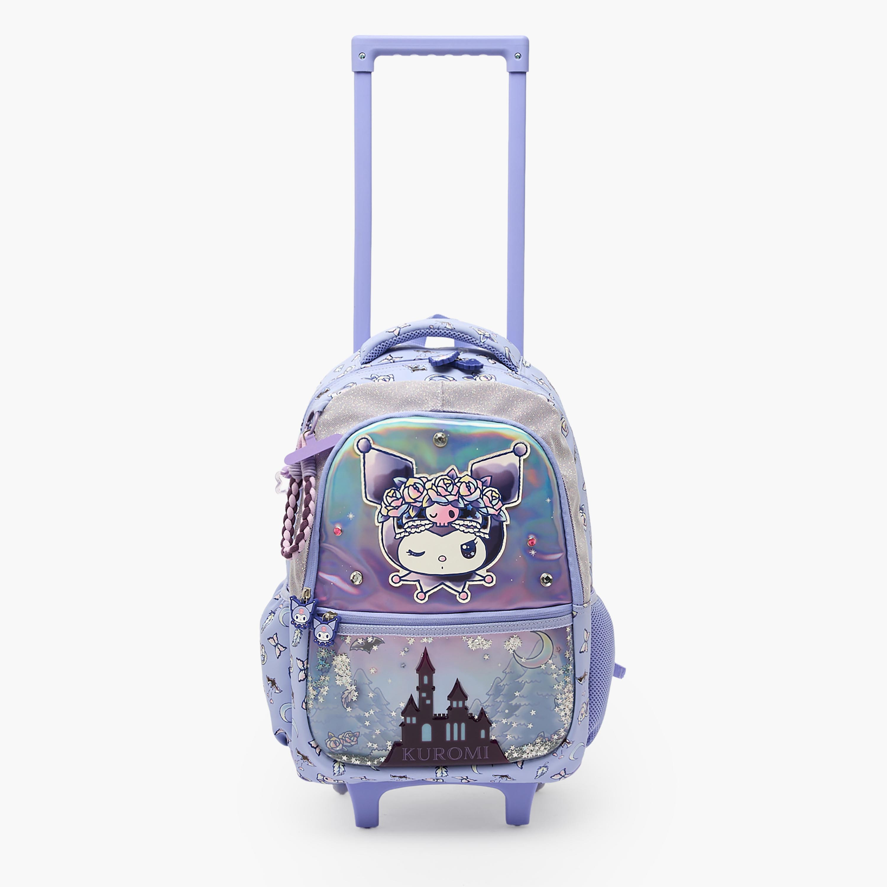 Sanrio Kuromi Print Trolley Bag for Girls 5-8 Years Retractable Handle - 16 inches-school-bagsandbackpacks-trolleybags-image-2