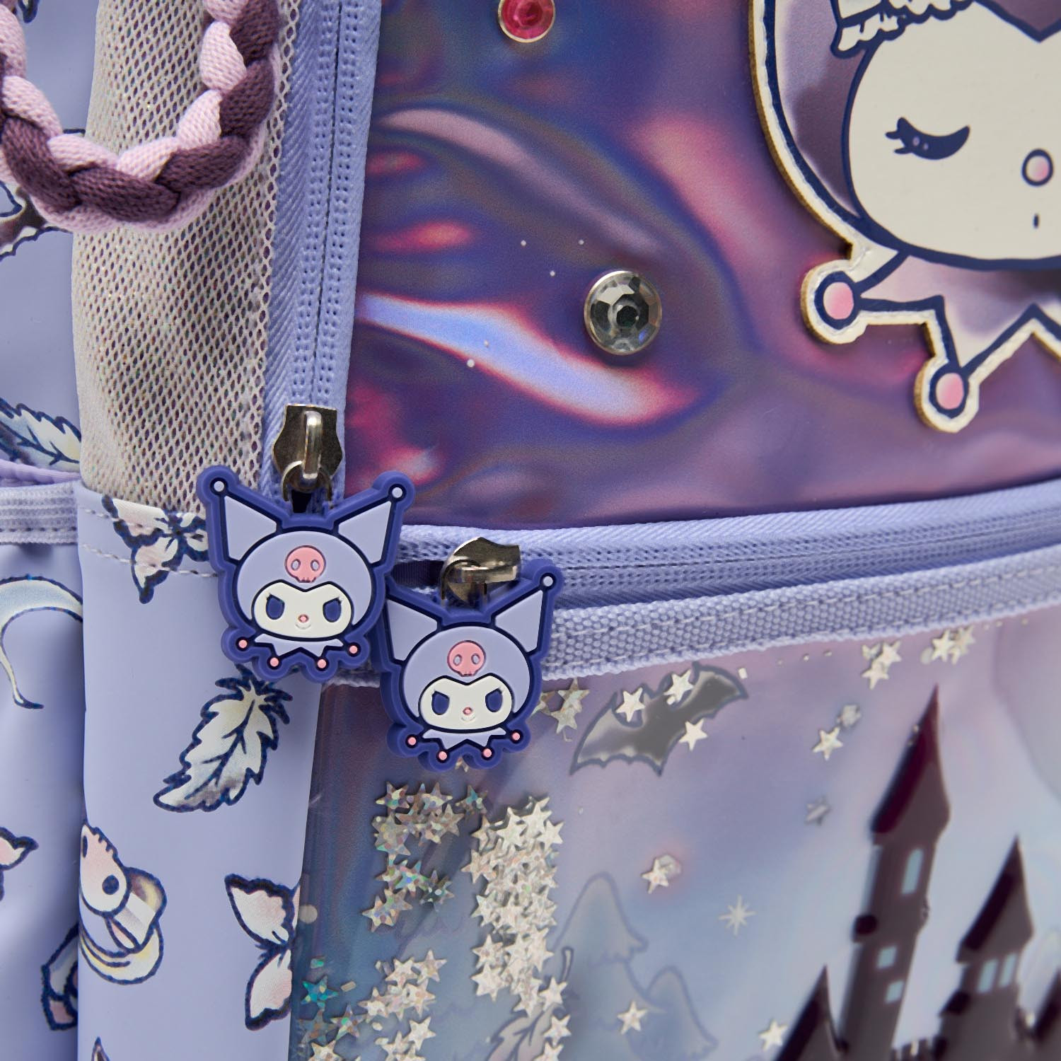Sanrio Kuromi Print Trolley Bag for Girls 5-8 Years Retractable Handle - 16 inches-school-bagsandbackpacks-trolleybags-image-4