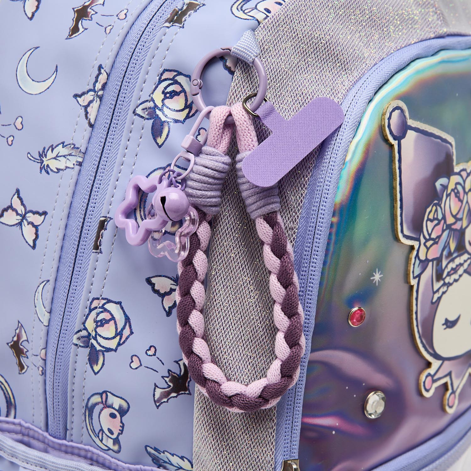 Sanrio Kuromi Print Trolley Bag for Girls 5-8 Years Retractable Handle - 16 inches-school-bagsandbackpacks-trolleybags-image-6