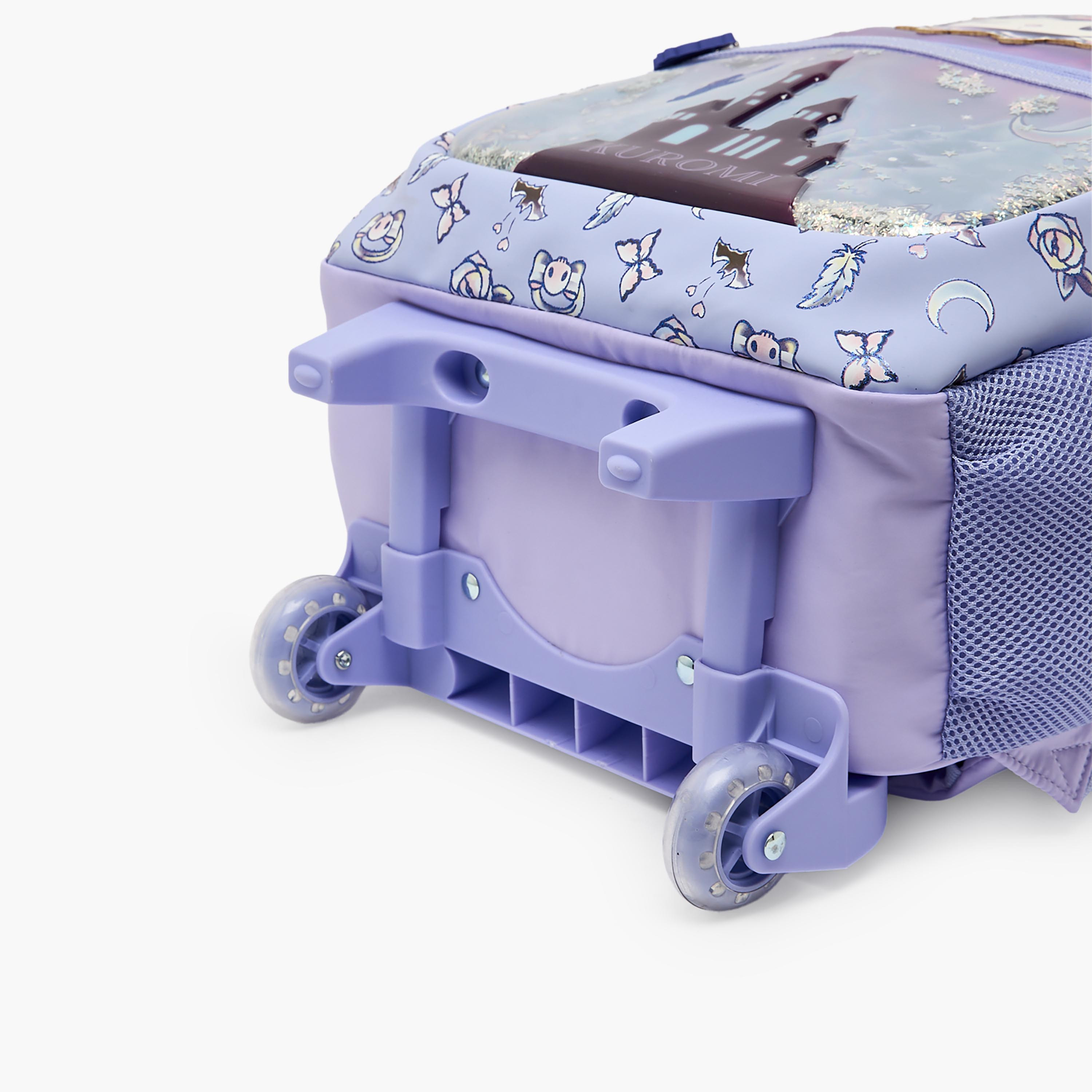 Sanrio Kuromi Print Trolley Bag for Girls 5-8 Years Retractable Handle - 16 inches-school-bagsandbackpacks-trolleybags-image-8