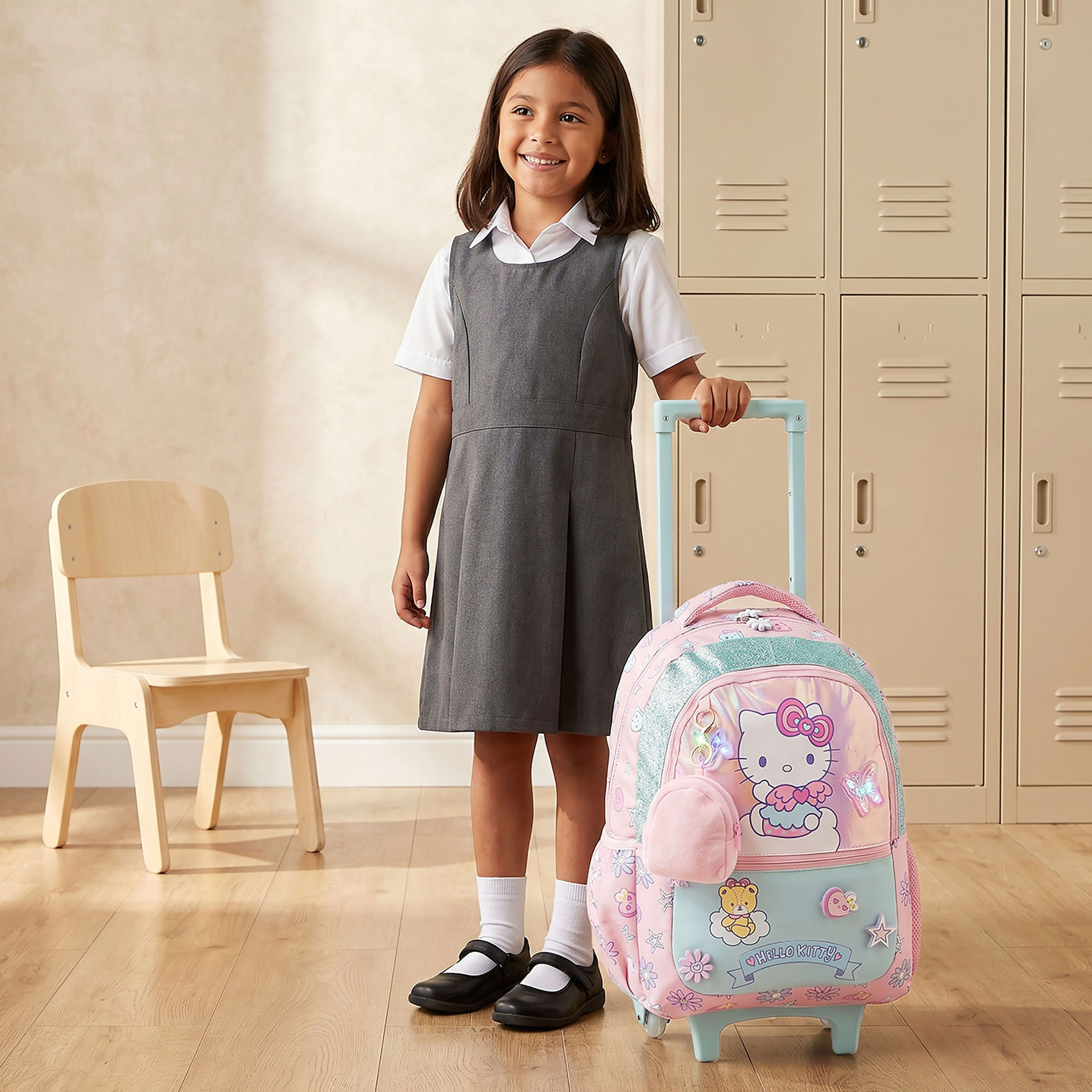 Sanrio Hello Kitty Print Trolley Bag for Girls 5-8 Years Retractable Handle - 16 inches-school-bagsandbackpacks-trolleybags-image-4