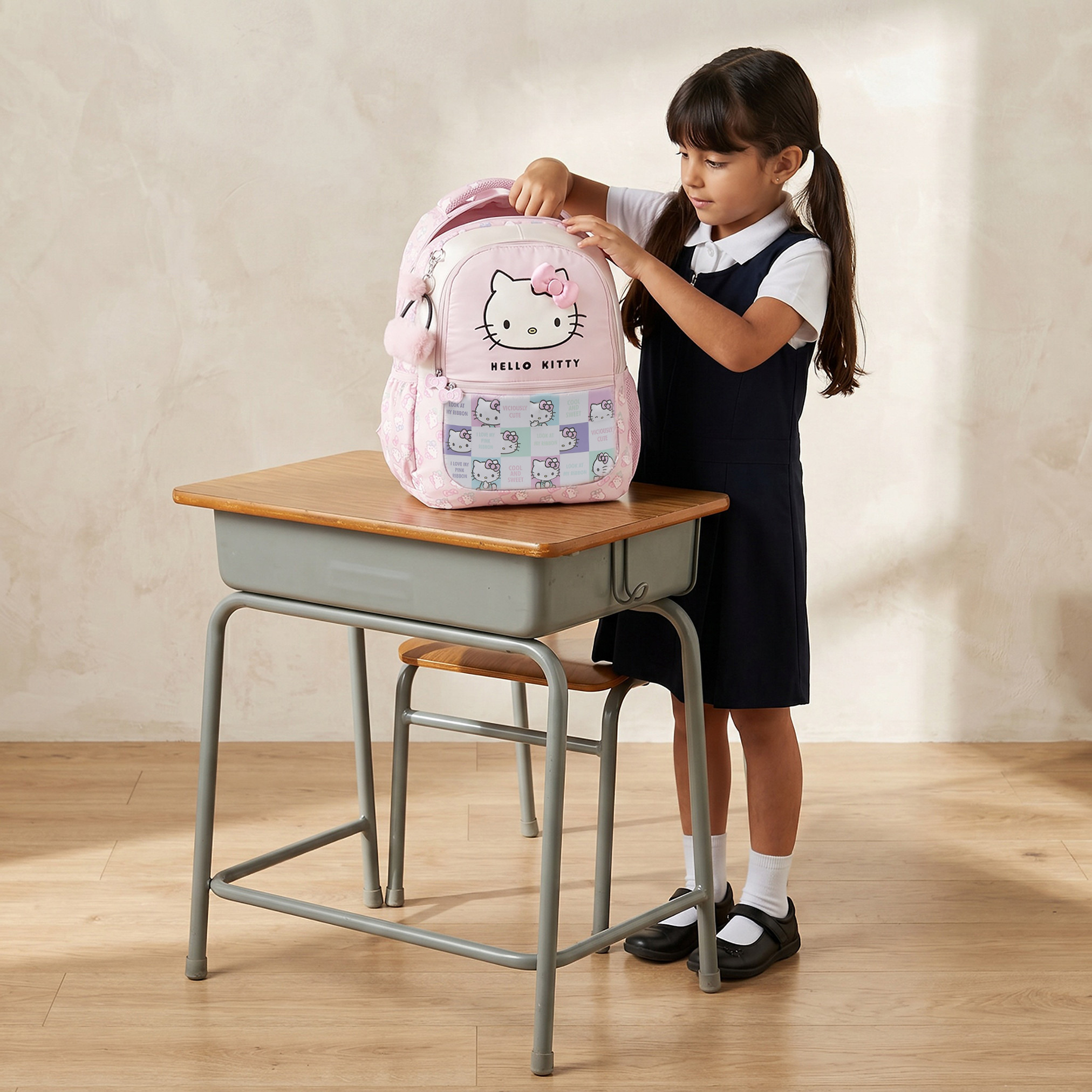 Sanrio Hello Kitty Print Backpack for Girls 5-8 Years with Padded Shoulder Straps - 16 inches-school-bagsandbackpacks-backpacks-image-2