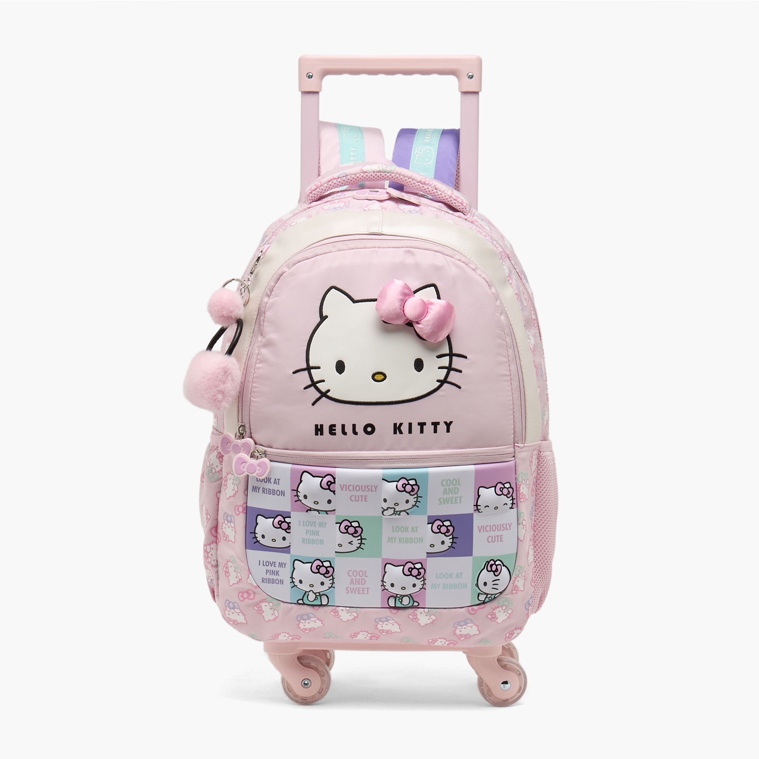 شنطة ترولي بطبعات هالو كيتي ومقبض قابل للسحب للبنات من 5-8 سنوات من سانريو - 16 بوصة-school-bagsandbackpacks-trolleybags-image-2
