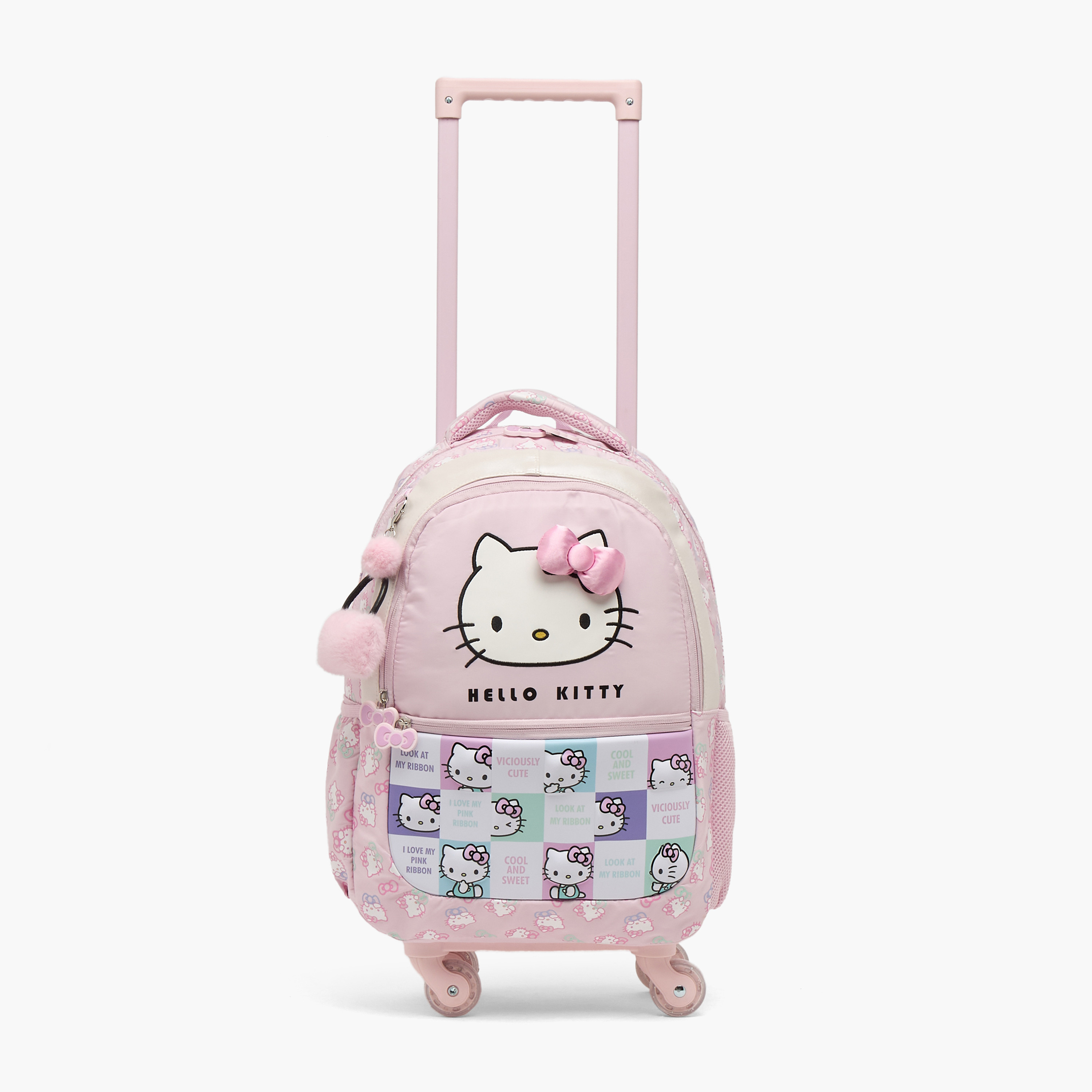 شنطة ترولي بطبعات هالو كيتي ومقبض قابل للسحب للبنات من 5-8 سنوات من سانريو - 16 بوصة-school-bagsandbackpacks-trolleybags-image-3