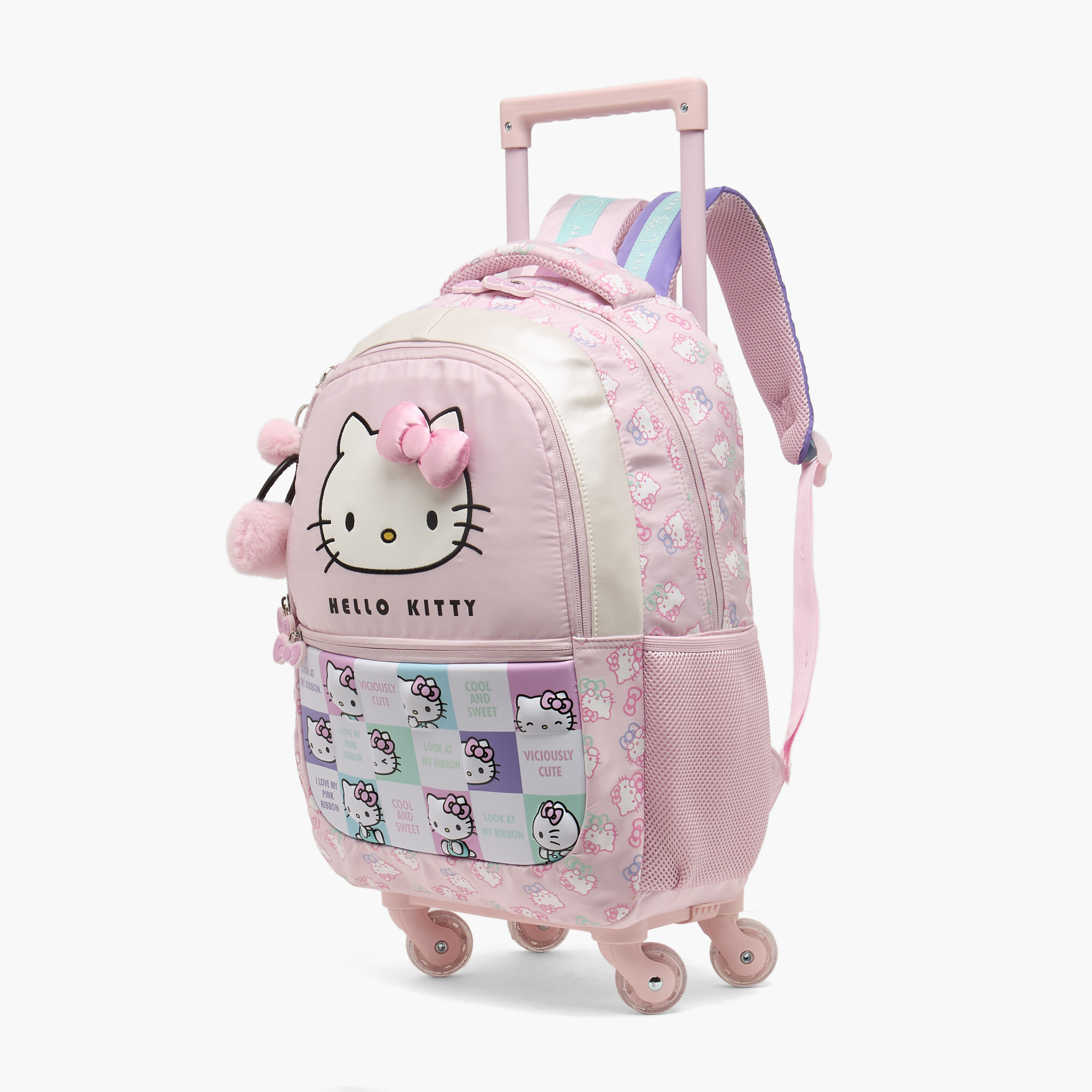 شنطة ترولي بطبعات هالو كيتي ومقبض قابل للسحب للبنات من 5-8 سنوات من سانريو - 16 بوصة-school-bagsandbackpacks-trolleybags-image-8