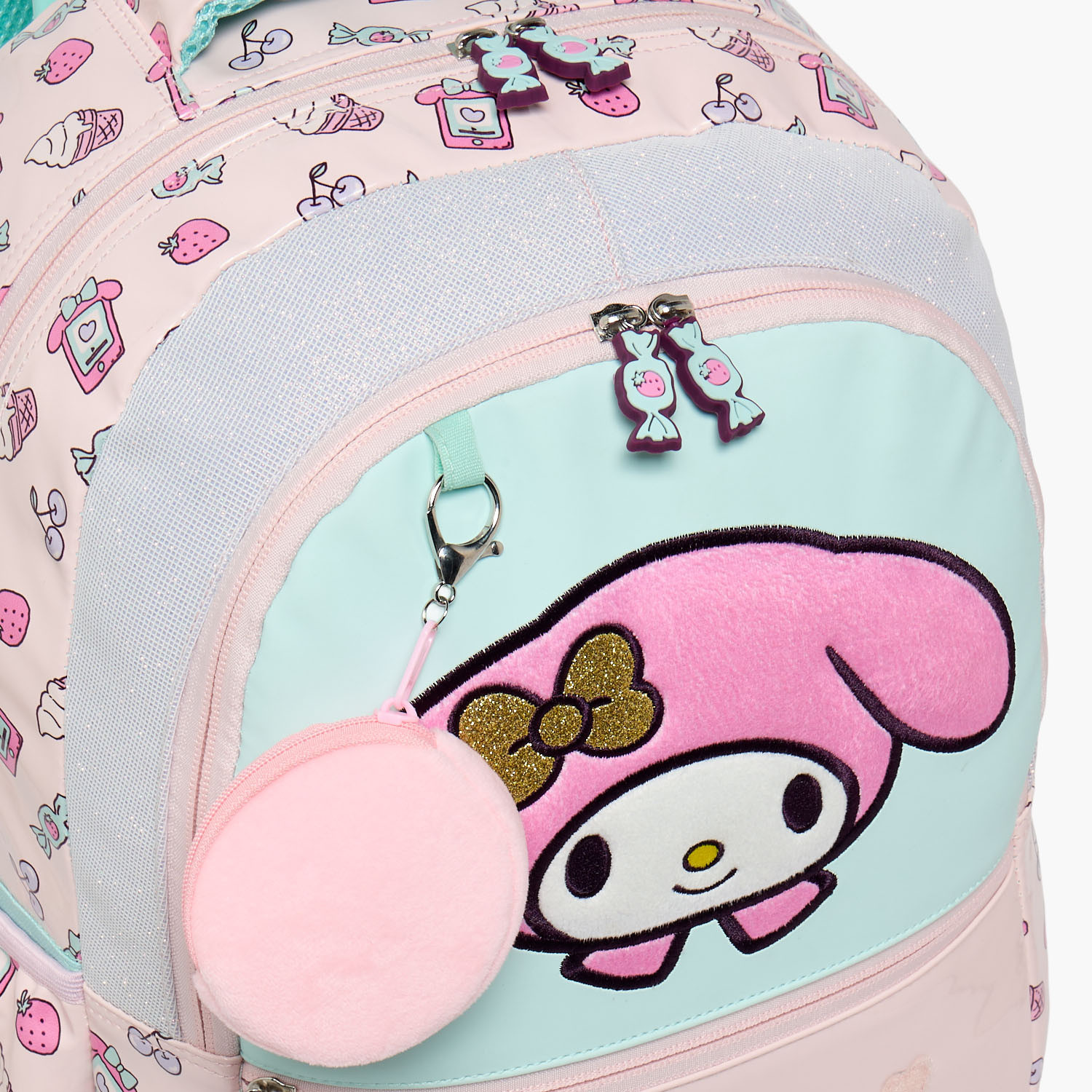 شنطة ترولي بطبعات وبعجلات متينة للبنات 5-8 سنة من سانريو- 16 بوصة-school-bagsandbackpacks-trolleybags-image-3