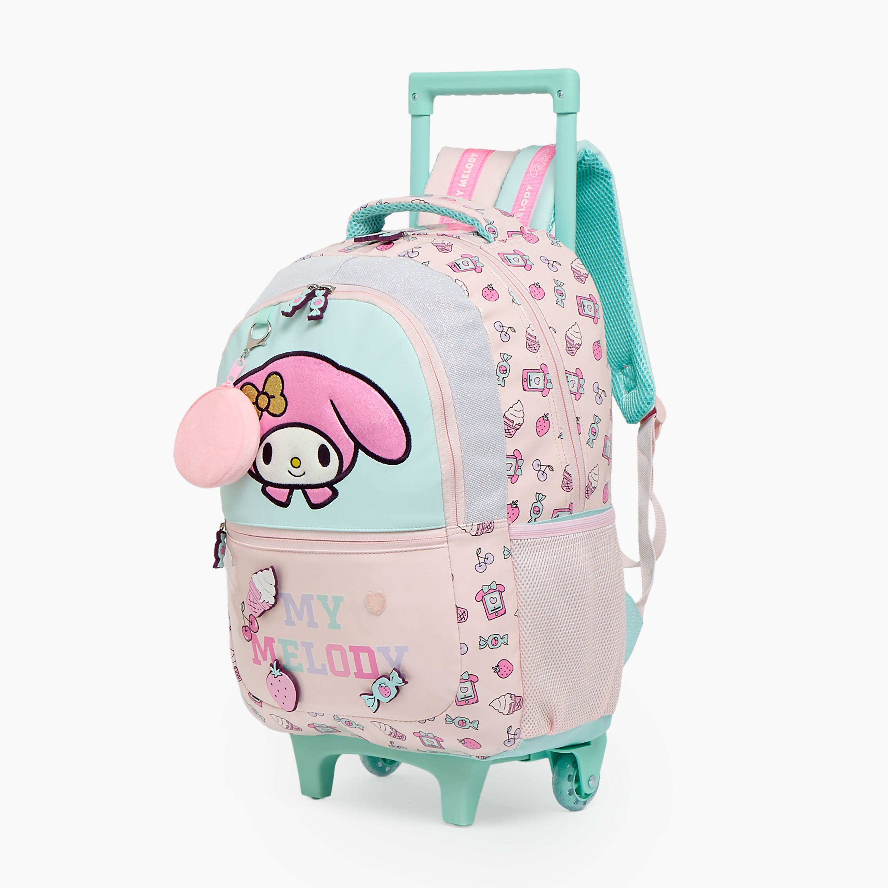 شنطة ترولي بطبعات وبعجلات متينة للبنات 5-8 سنة من سانريو- 16 بوصة-school-bagsandbackpacks-trolleybags-image-8