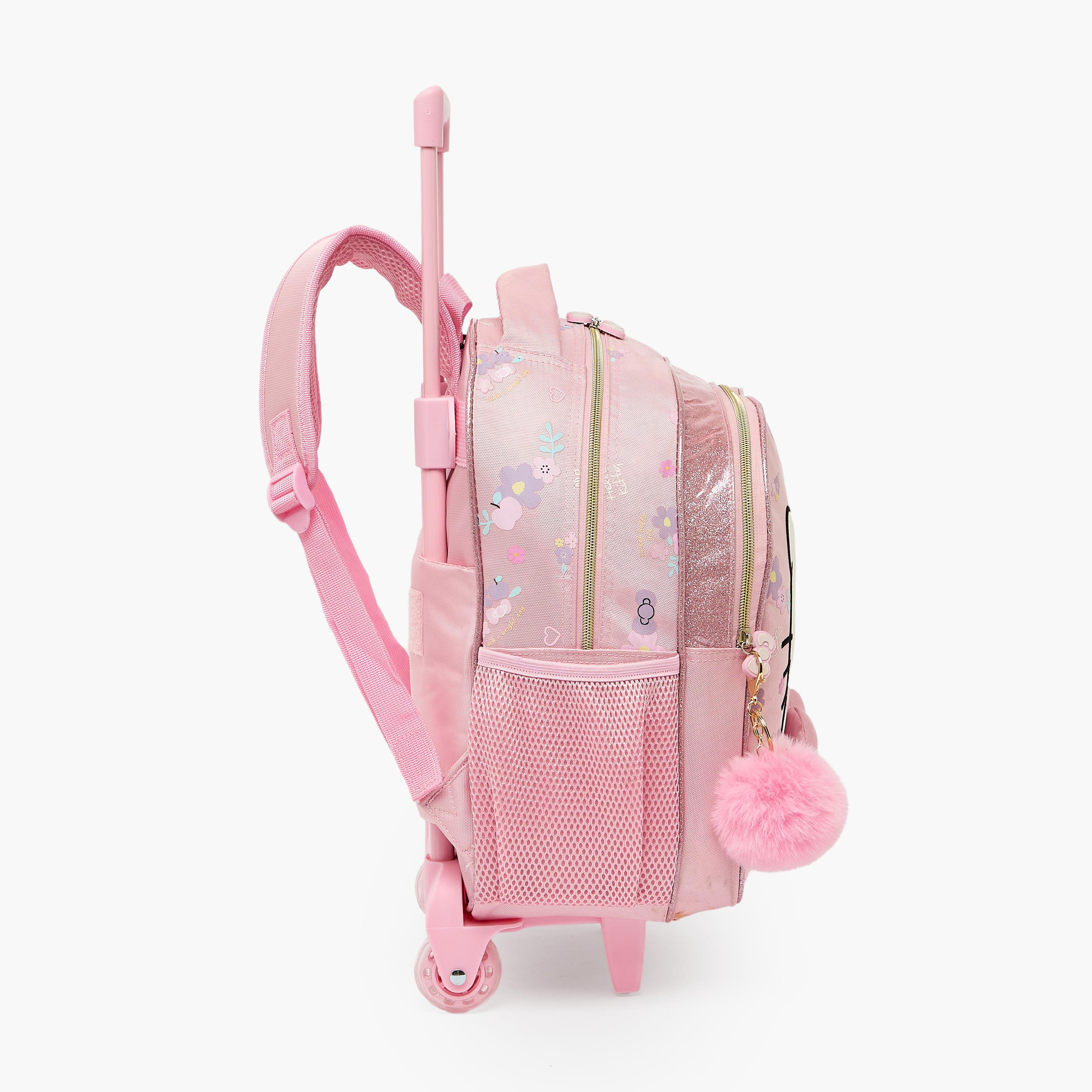 شنطة ترولي بمقبض قابل للسحب وطبعات للبنات 3- 5 سنوات من سانريو - 14 بوصة-school-bagsandbackpacks-trolleybags-image-9