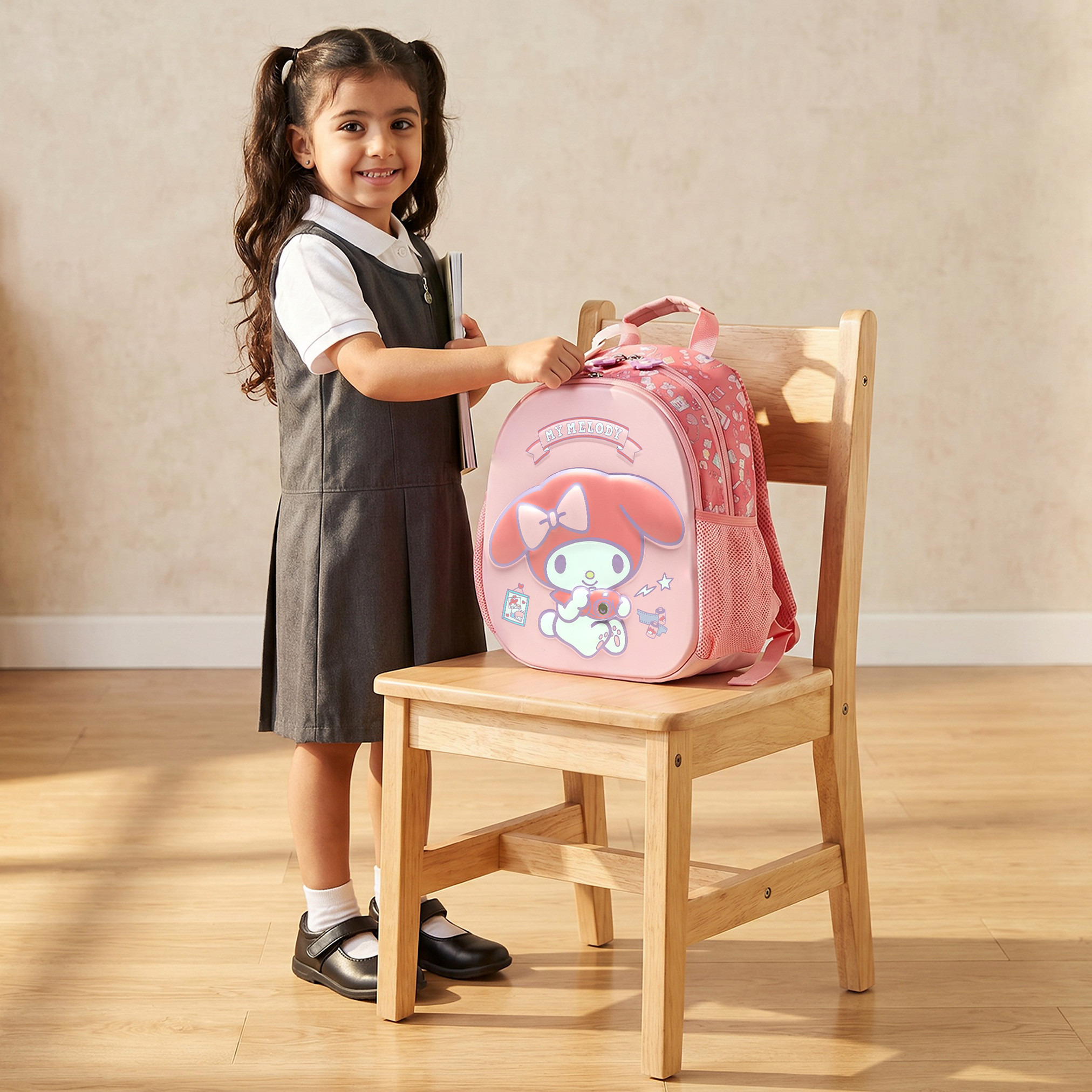 Sanrio My Melody Print Backpack for Girls 3-5 Years with Padded Shoulder Straps - 14 inches-school-bagsandbackpacks-backpacks-image-3