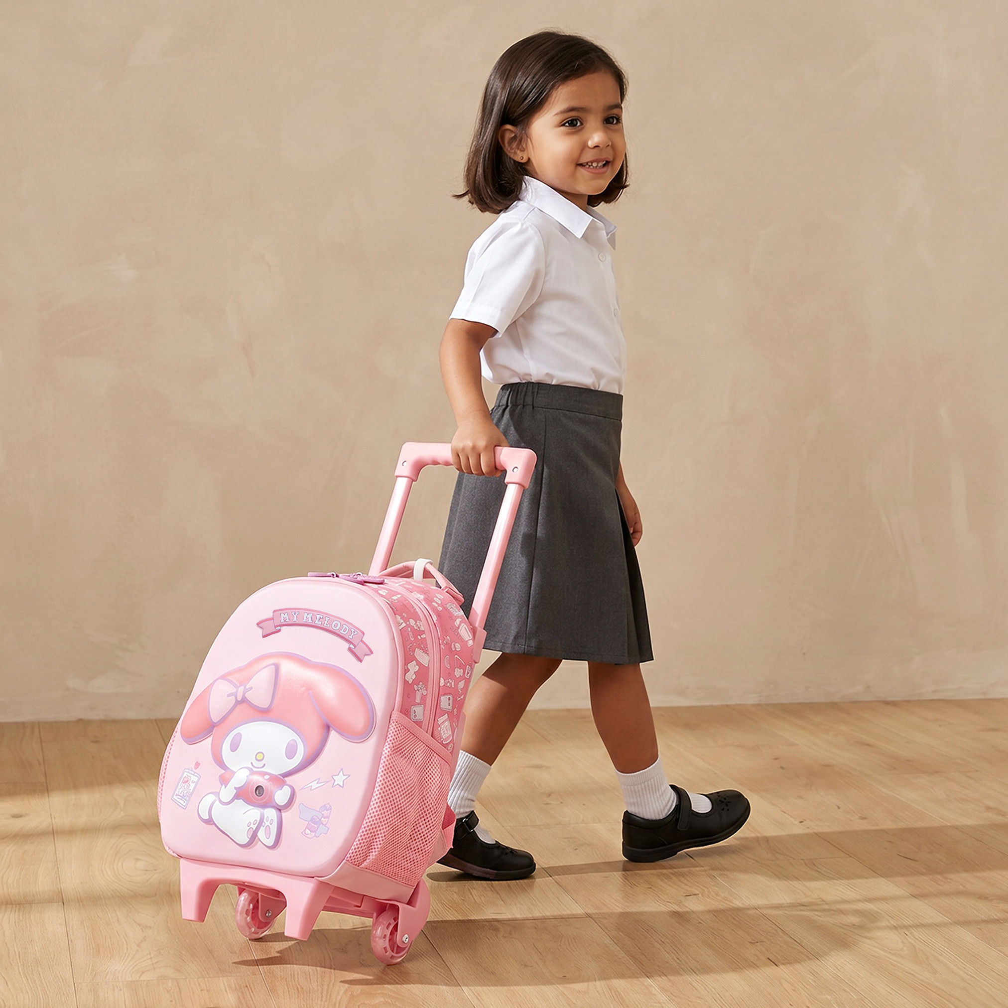 Sanrio My Melody Print Trolley Bag for Girls 3-5 Years Retractable Handle - 14 inches-school-bagsandbackpacks-trolleybags-image-3