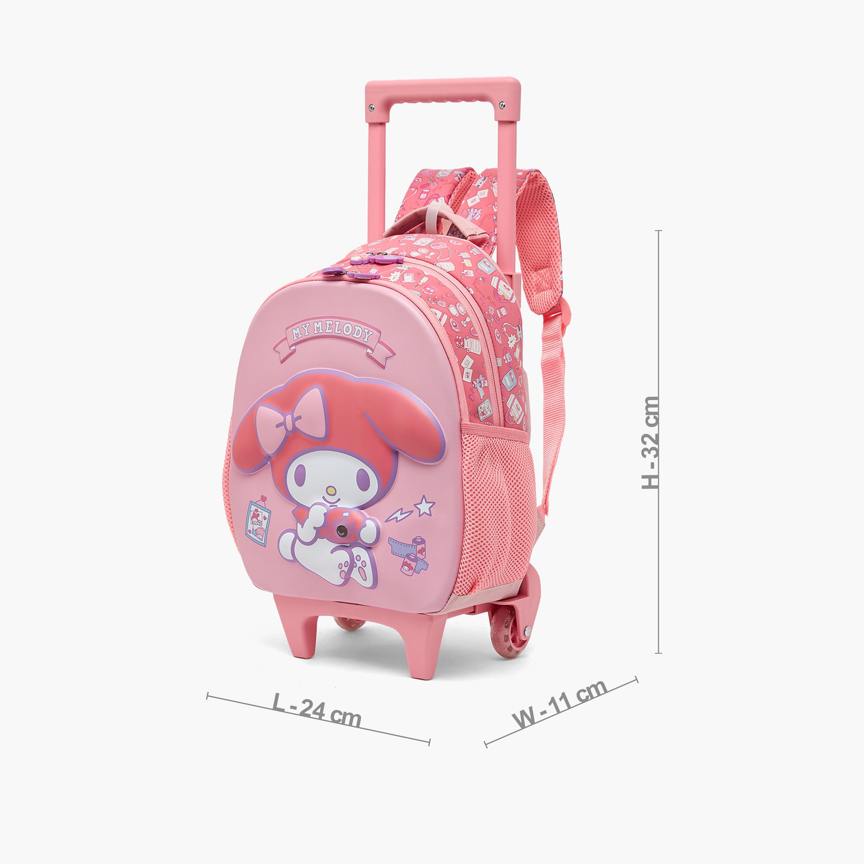 Sanrio My Melody Print Trolley Bag for Girls 3-5 Years Retractable Handle - 14 inches-school-bagsandbackpacks-trolleybags-image-8