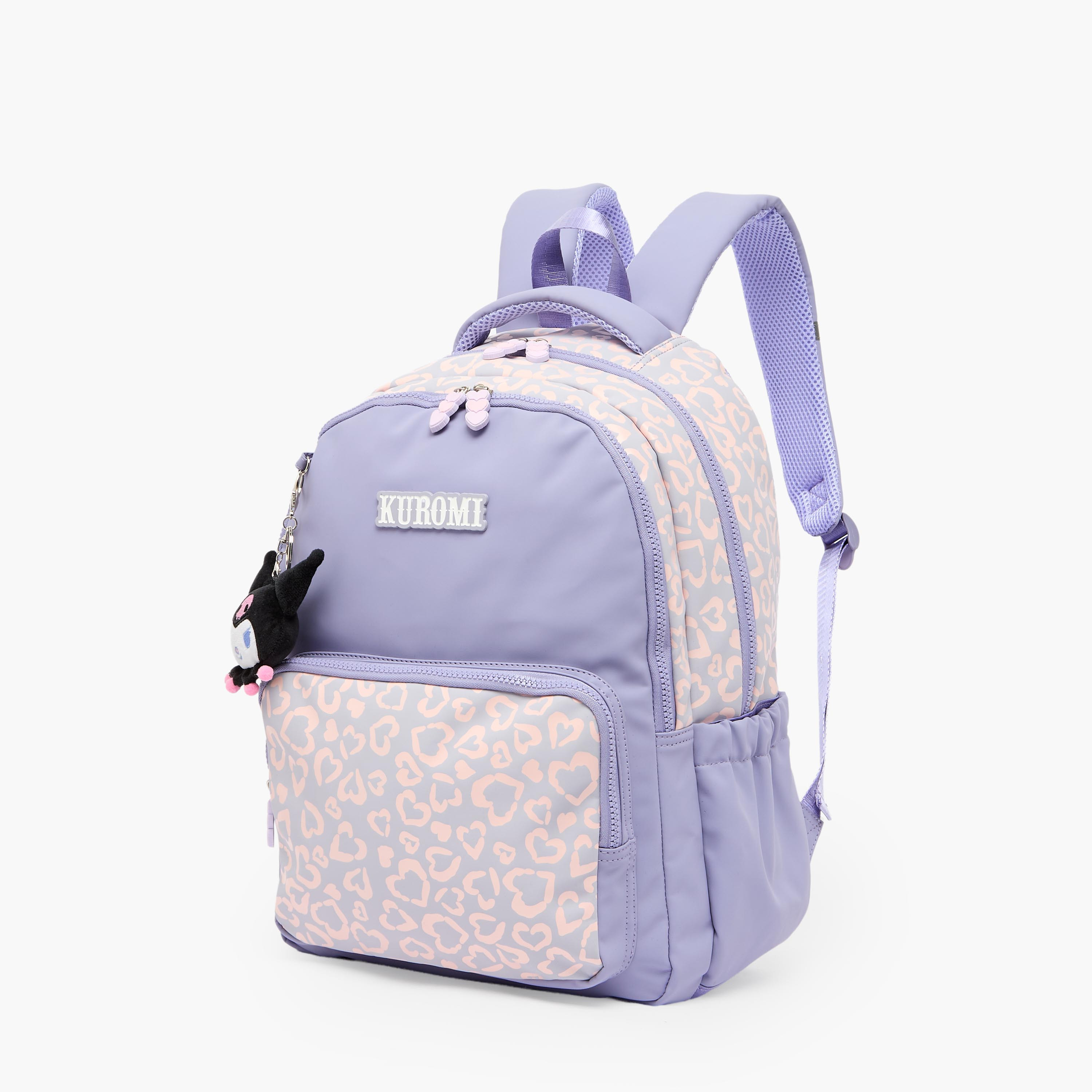 Sanrio Kuromi Print Backpack for Girls 8-13 Years with Adjustable Shoulder Straps - 17 inches-school-bagsandbackpacks-backpacks-image-2