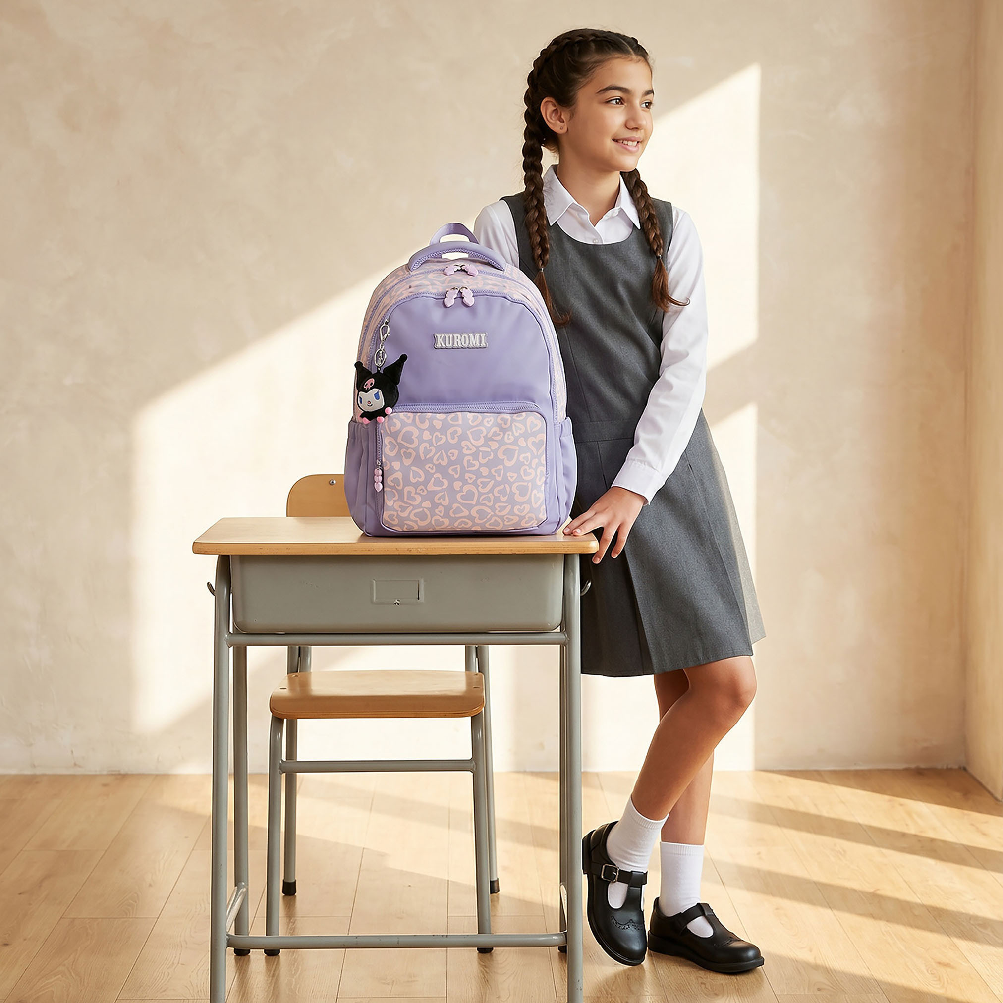 Sanrio Kuromi Print Backpack for Girls 8-13 Years with Adjustable Shoulder Straps - 17 inches-school-bagsandbackpacks-backpacks-image-3