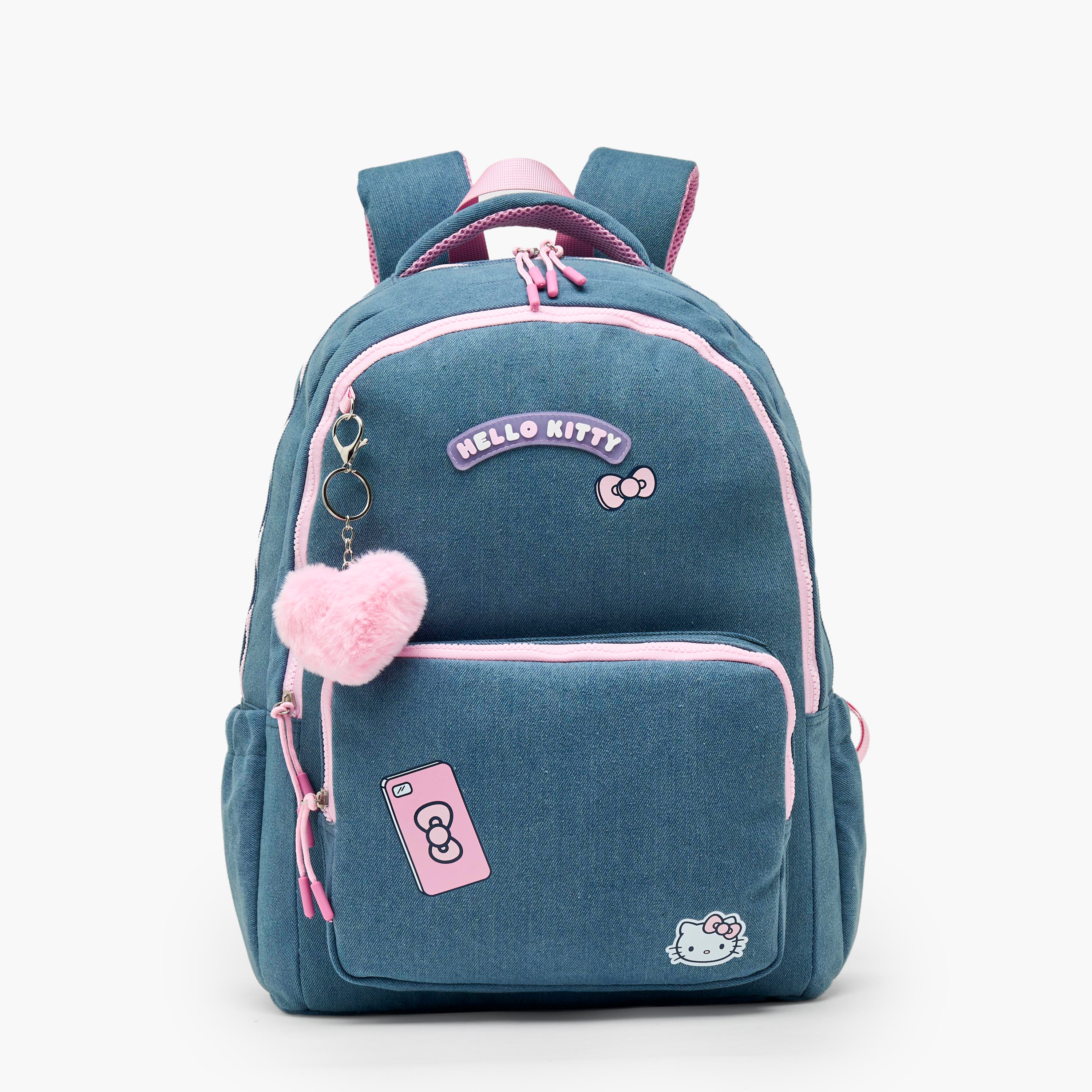 شنطة مدرسية بطبعات هالو كيتي وحمالات كتف قابلة للتعديل للبنات 8-13 سنوات - 17 بوصة-school-bagsandbackpacks-backpacks-image-1