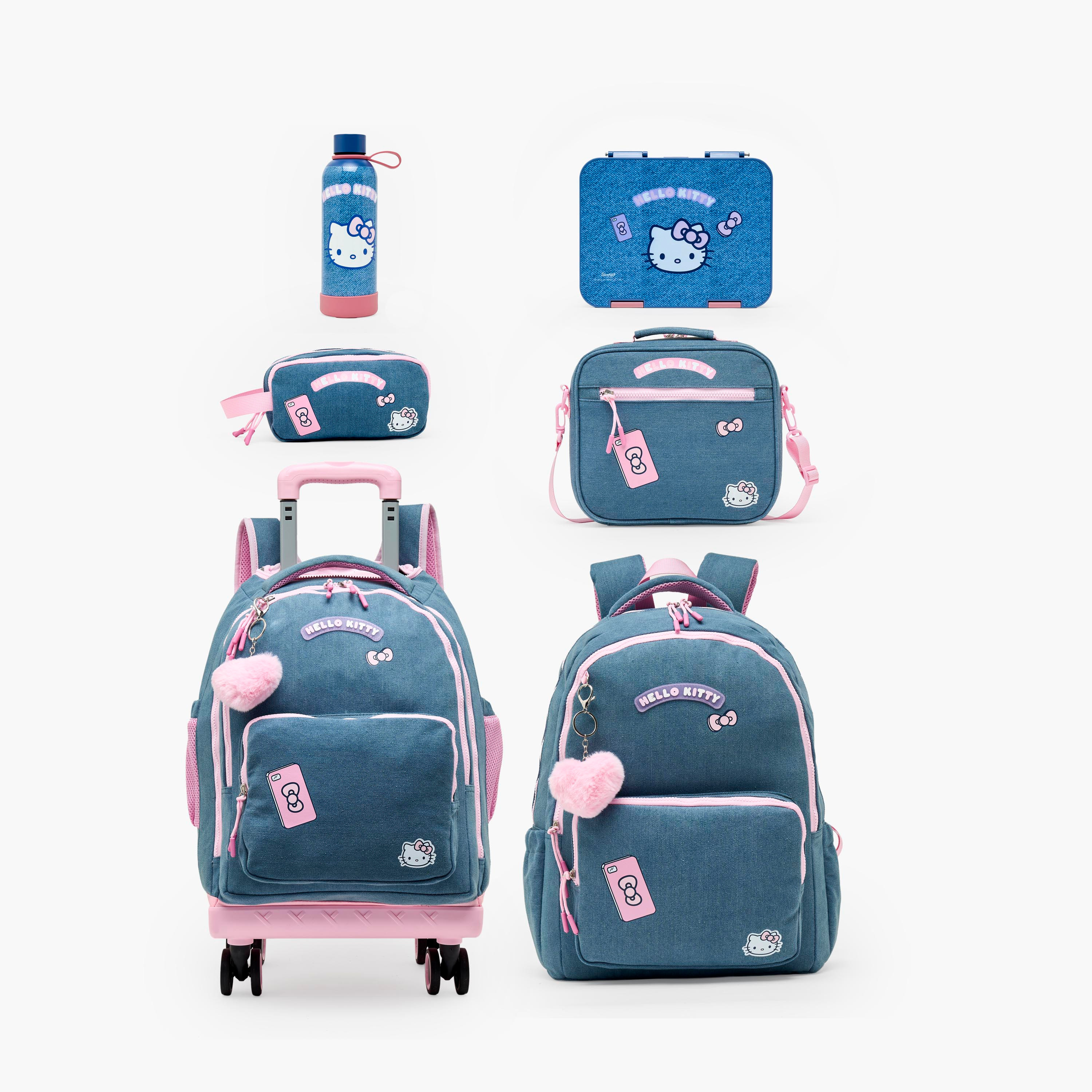 شنطة مدرسية بطبعات هالو كيتي وحمالات كتف قابلة للتعديل للبنات 8-13 سنوات - 17 بوصة-school-bagsandbackpacks-backpacks-image-9