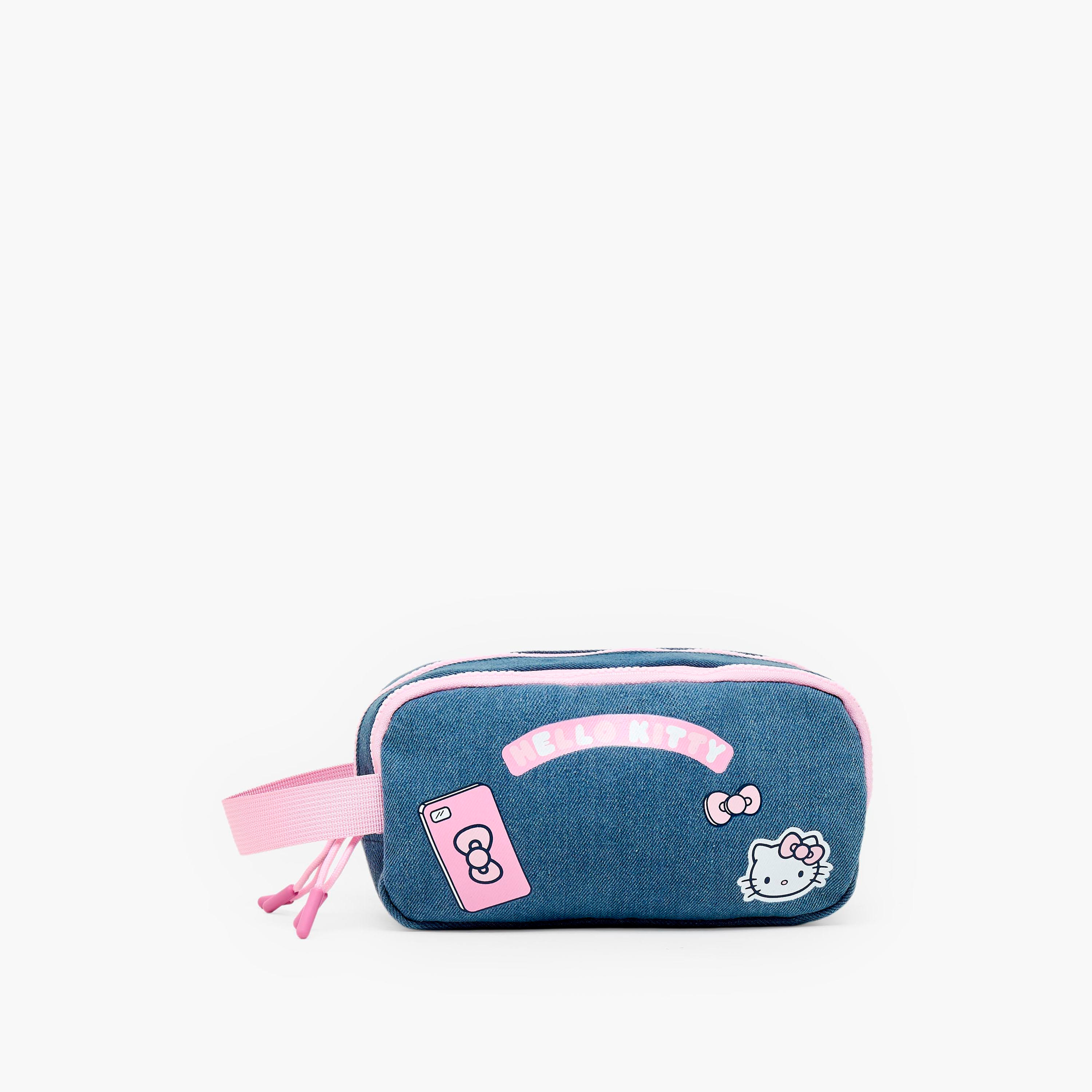مقلمة بقسمين وطبعات هالو كيتي من سانريو-school-stationery-pencilcases-image-1