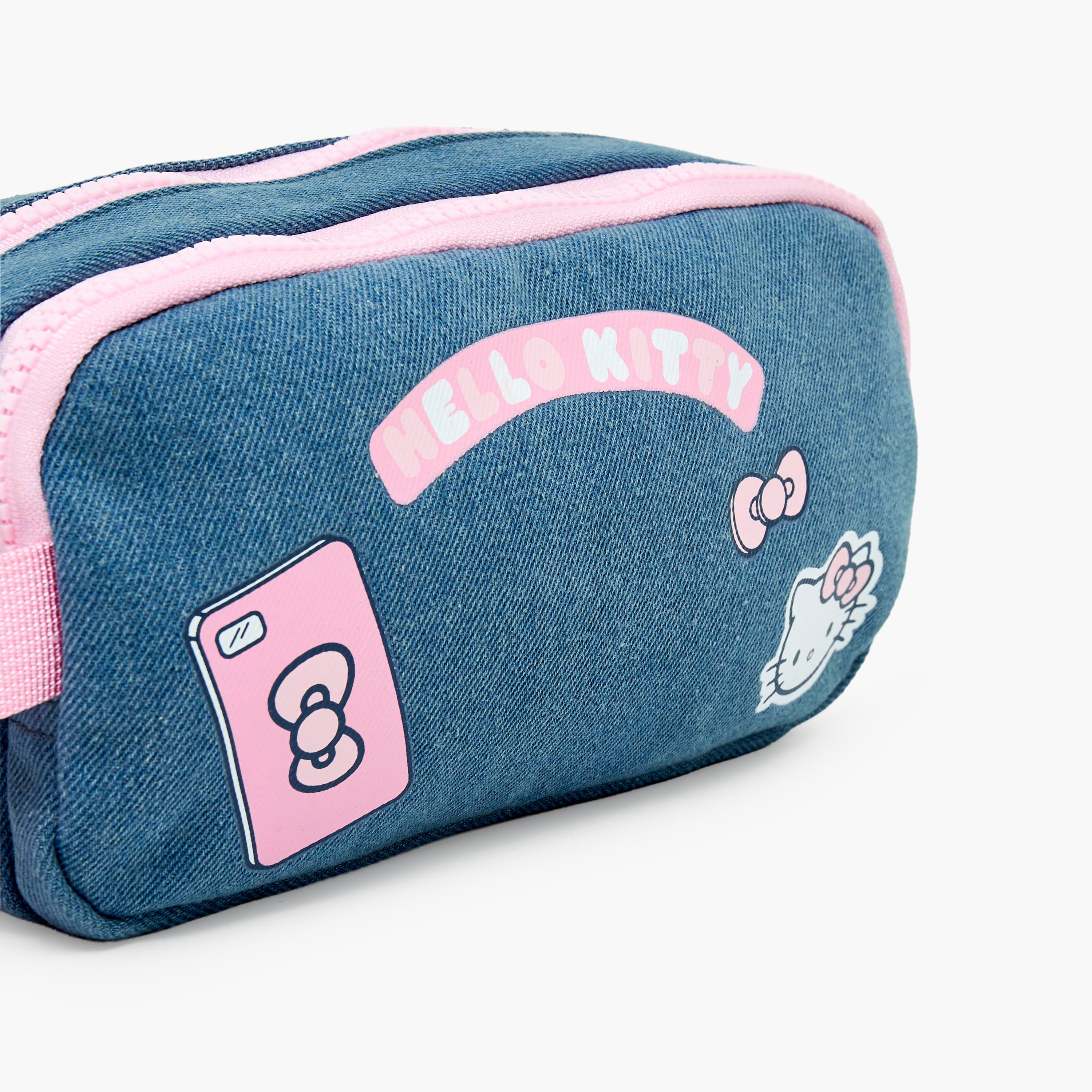مقلمة بقسمين وطبعات هالو كيتي من سانريو-school-stationery-pencilcases-image-7