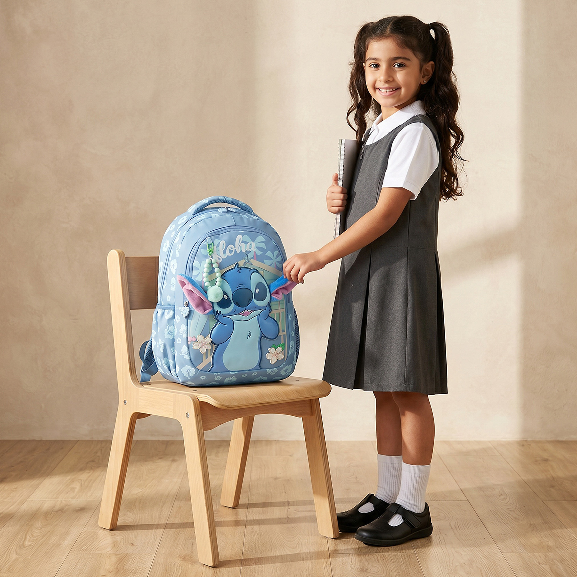 Disney Stitch Applique Backpack for Girls 5-8 Years with Padded Shoulder Straps - 16 inches-school-bagsandbackpacks-backpacks-image-4