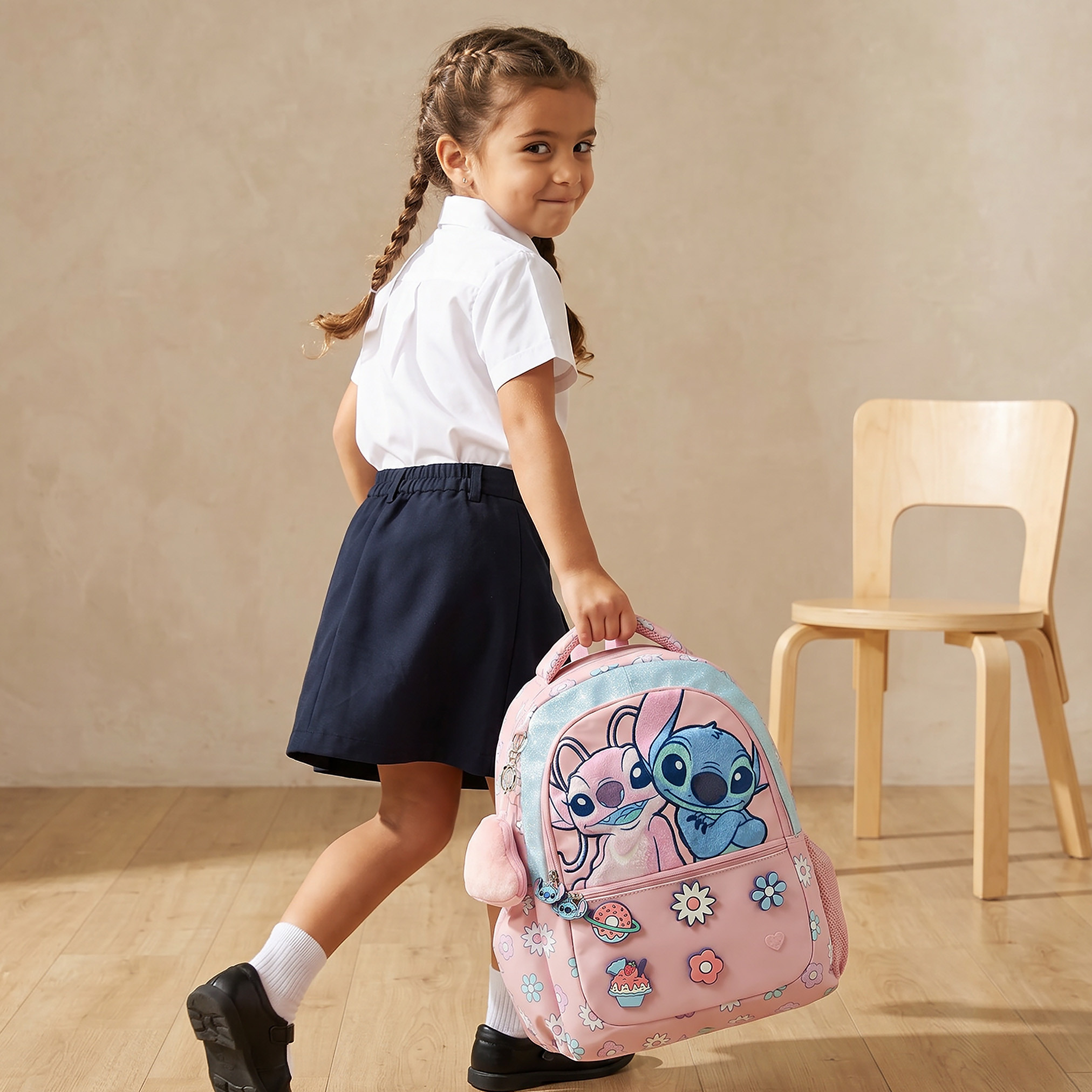 Disney Stitch Print Backpack for Girls 5-8 Years with Padded Straps - 16 inches-school-bagsandbackpacks-backpacks-image-3