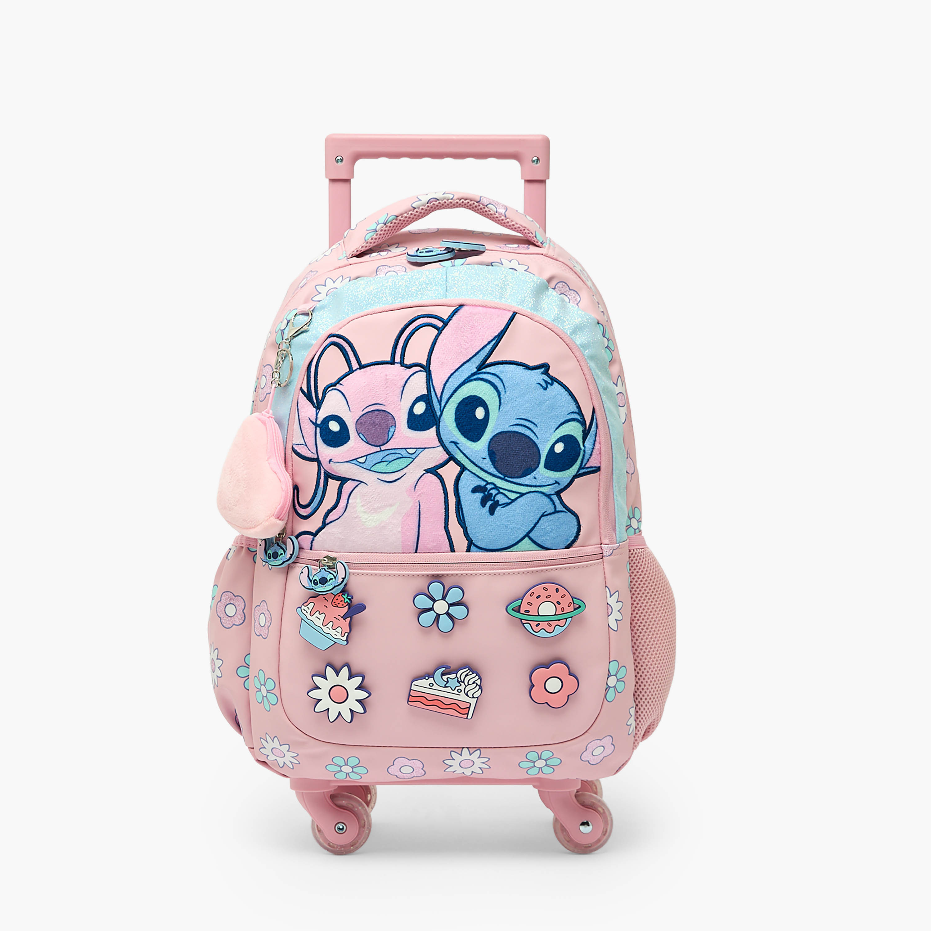 Disney Stitch and Angel Print Trolley Bag for Girls 5-8 Year with Durable Wheels - 16 inches-school-bagsandbackpacks-trolleybags-image-1