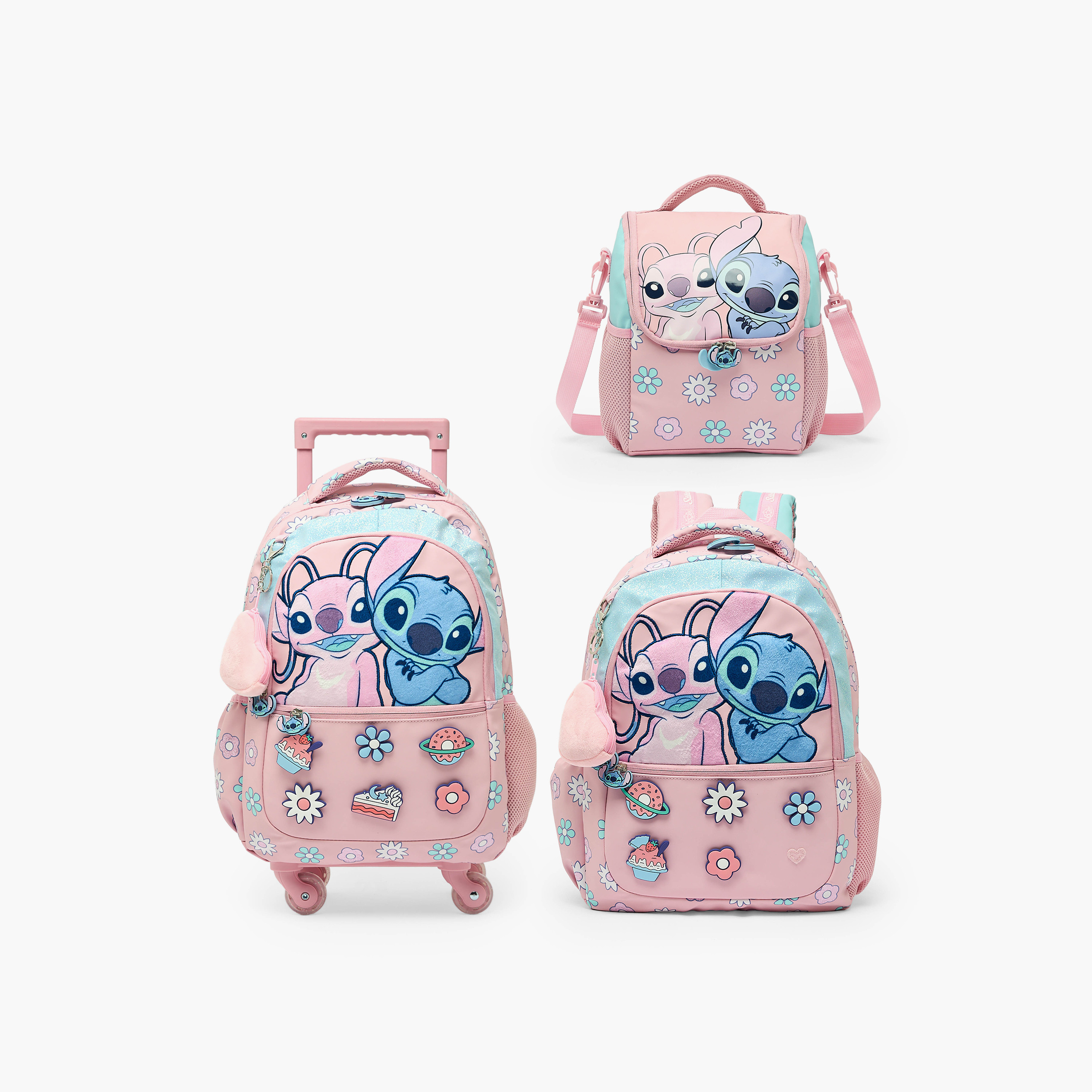 Disney Stitch and Angel Print Trolley Bag for Girls 5-8 Year with Durable Wheels - 16 inches-school-bagsandbackpacks-trolleybags-image-13