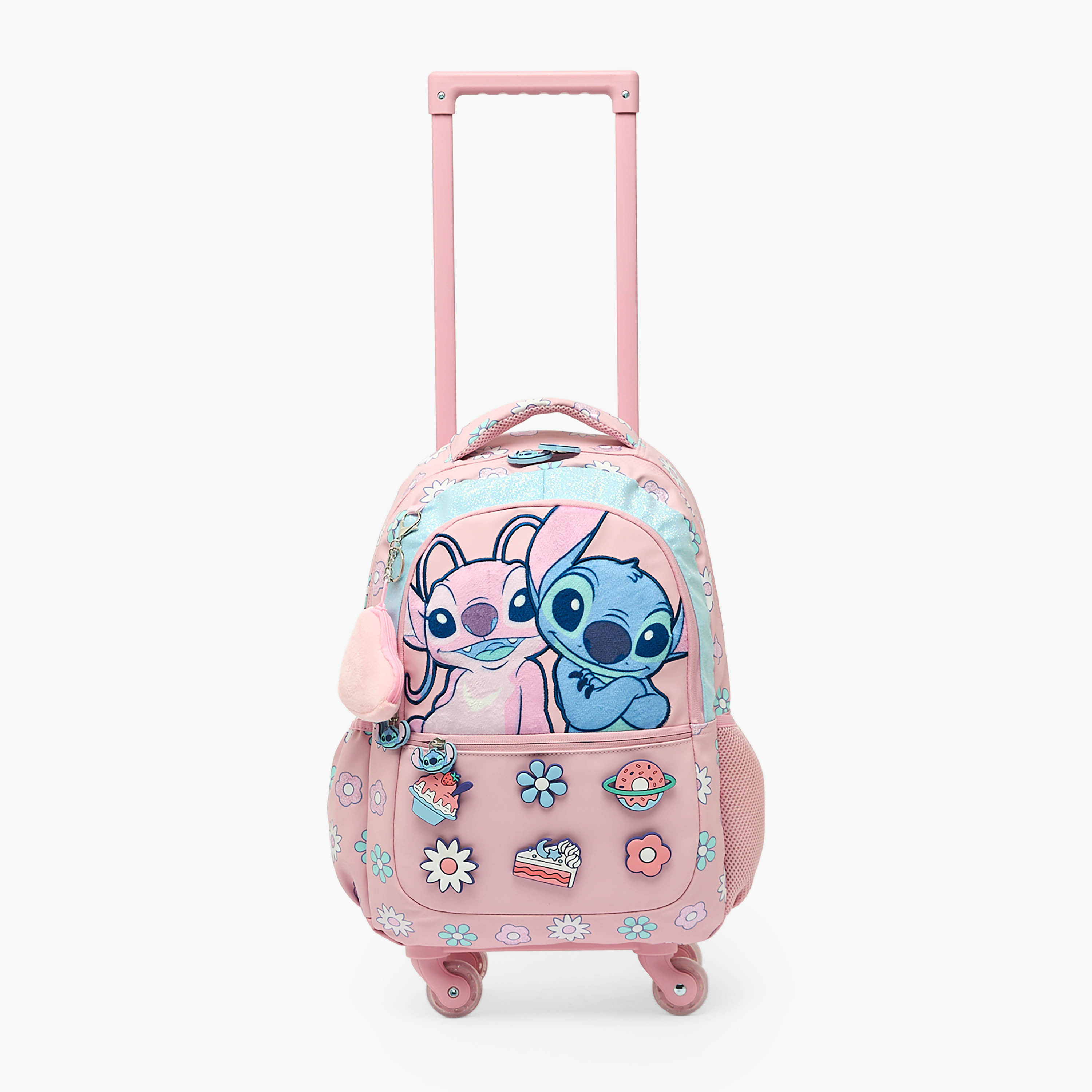 Disney Stitch and Angel Print Trolley Bag for Girls 5-8 Year with Durable Wheels - 16 inches-school-bagsandbackpacks-trolleybags-image-2