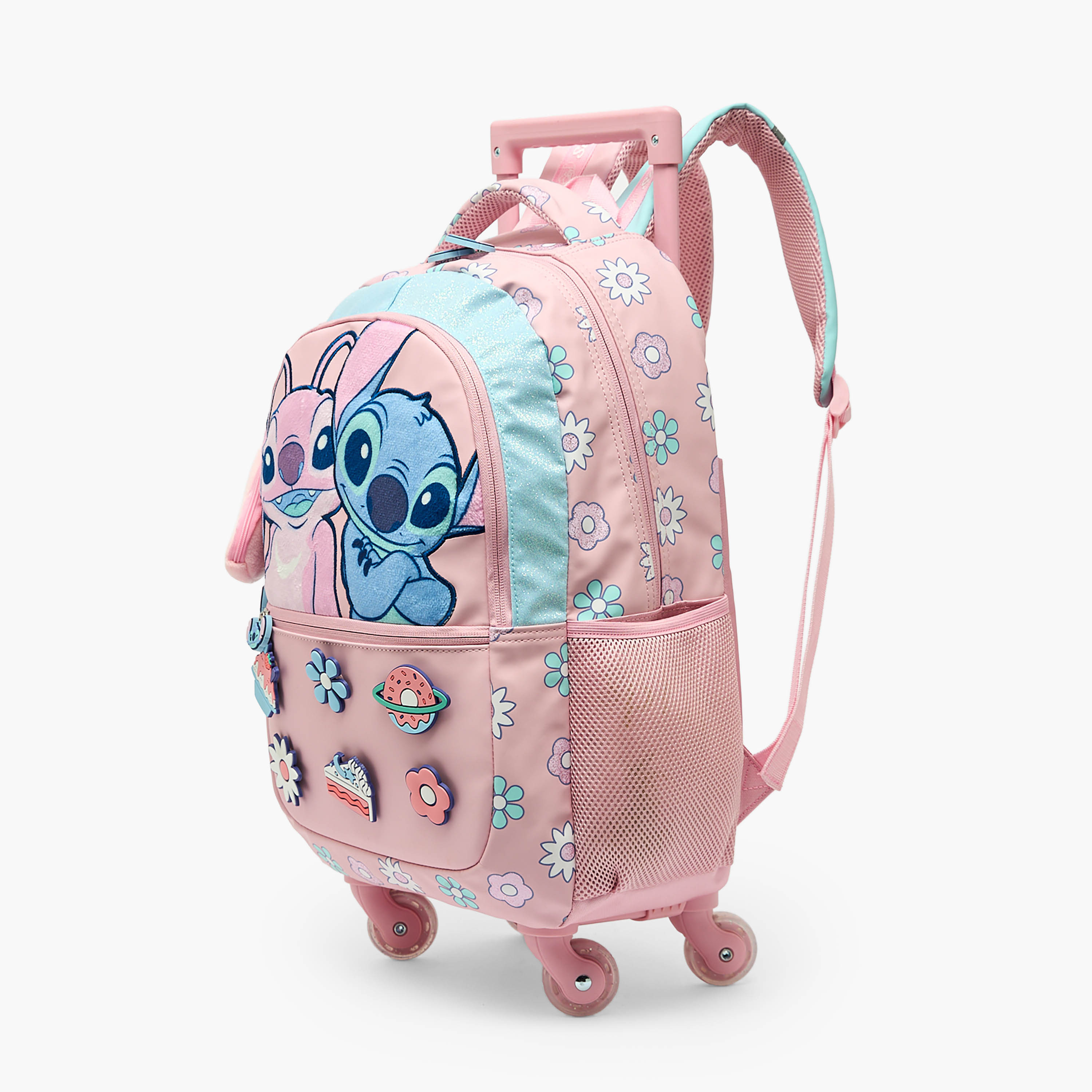 Disney Stitch and Angel Print Trolley Bag for Girls 5-8 Year with Durable Wheels - 16 inches-school-bagsandbackpacks-trolleybags-image-9
