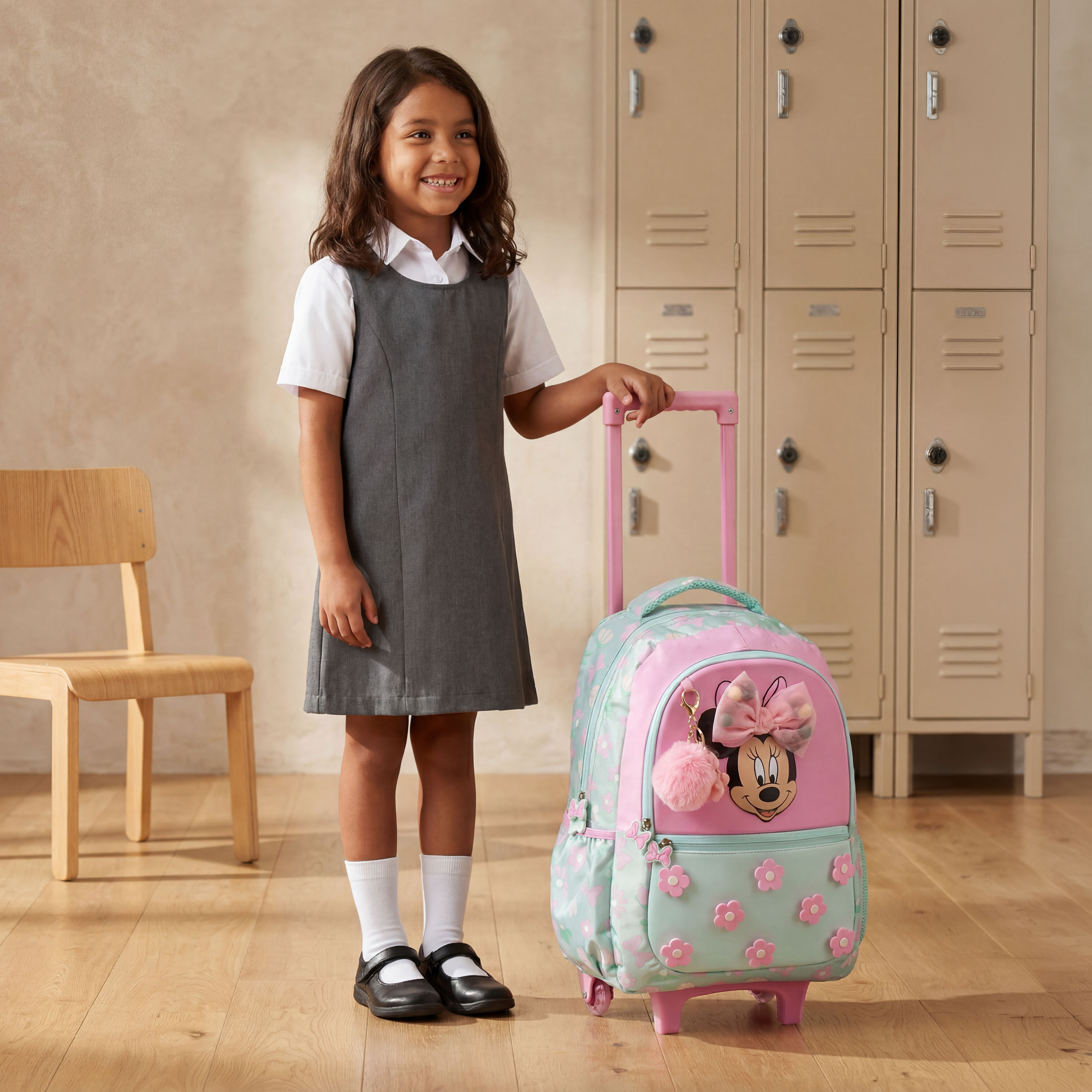 Disney Minnie Mouse Trolley Bag for Girls 5-8 Years with Retractable Handle - 16 inches-school-bagsandbackpacks-trolleybags-image-3