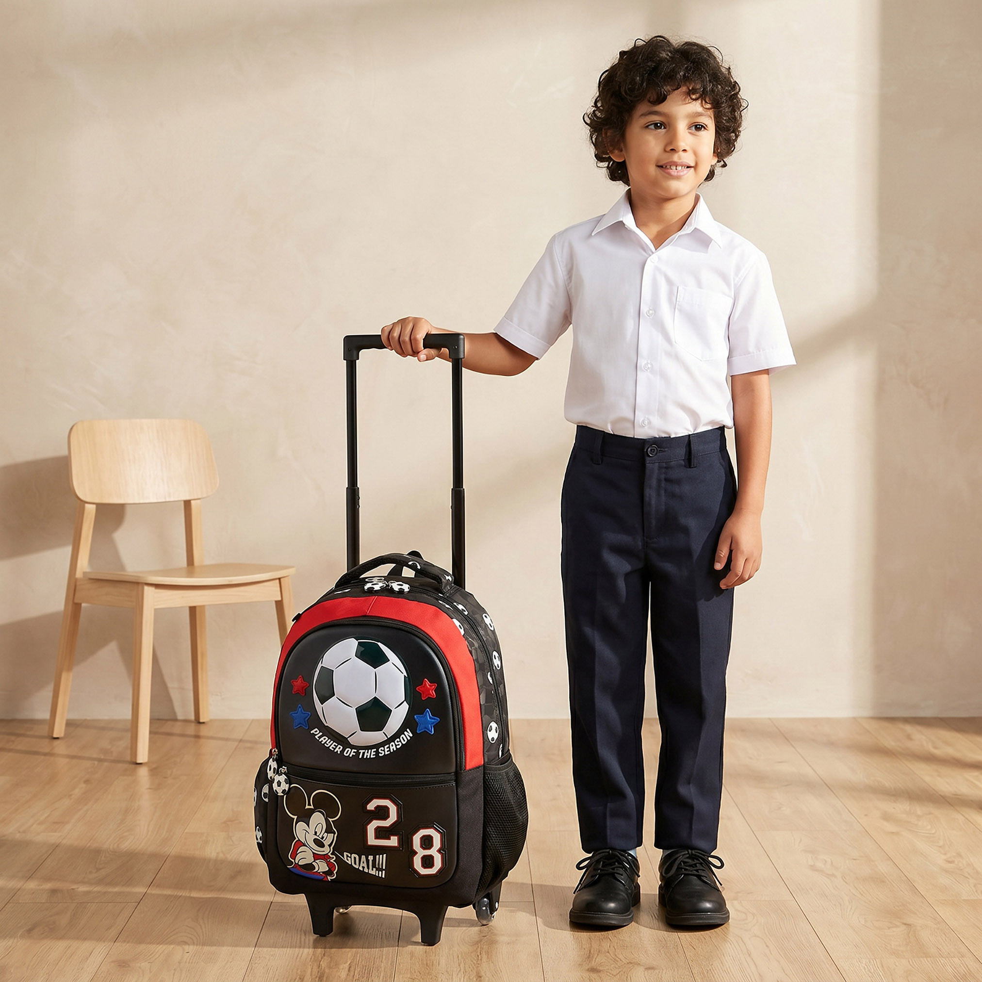Disney Mickey Mouse Print Trolley Bag for Boys 5-8 Years with Durable Handle - 16 inches-school-bagsandbackpacks-trolleybags-image-3