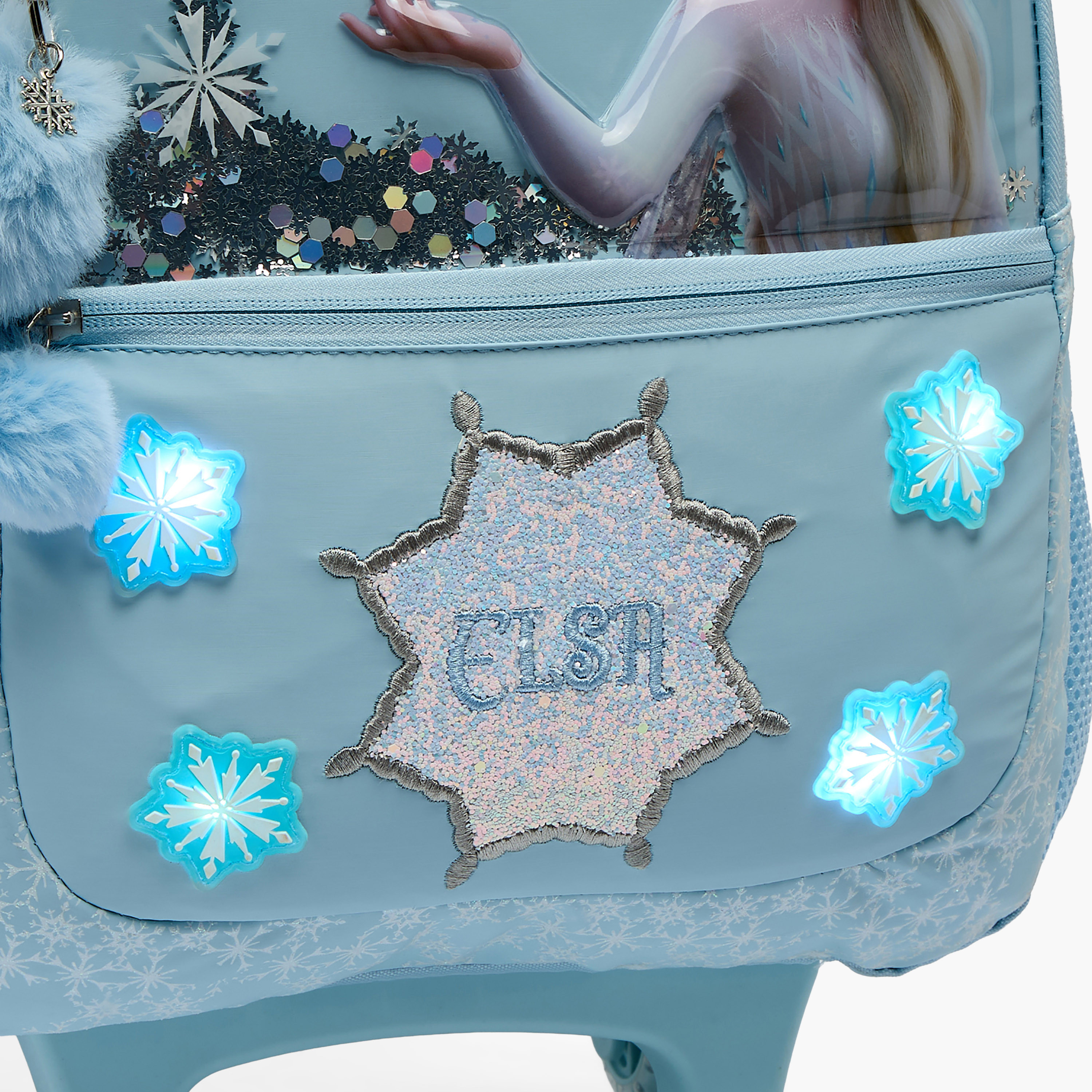 Disney Frozen Print Light Up Trolley Bag for Girls 5-8 Years Retractable Handle - 16 inches-school-bagsandbackpacks-trolleybags-image-13