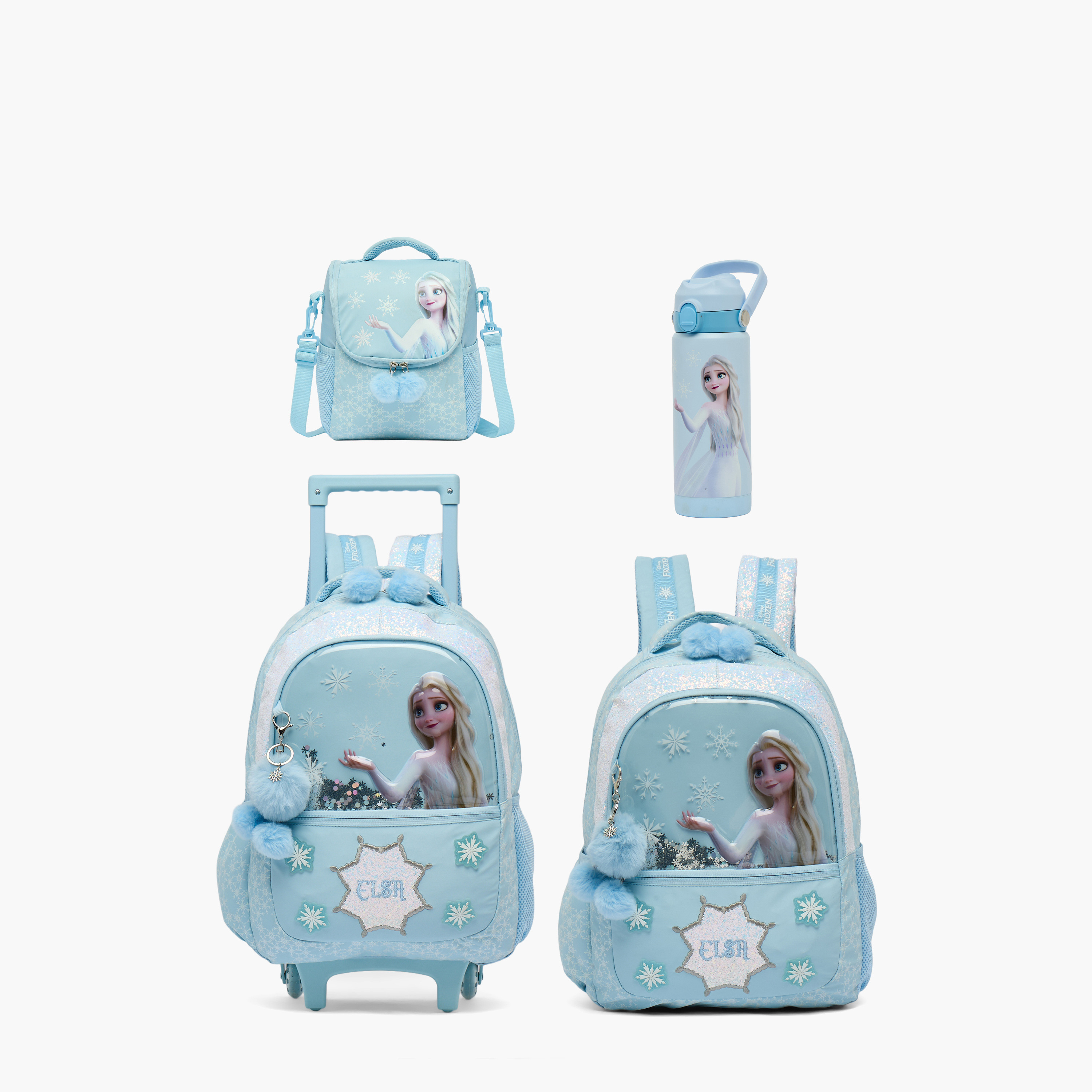 Disney Frozen Print Light Up Trolley Bag for Girls 5-8 Years Retractable Handle - 16 inches-school-bagsandbackpacks-trolleybags-image-14
