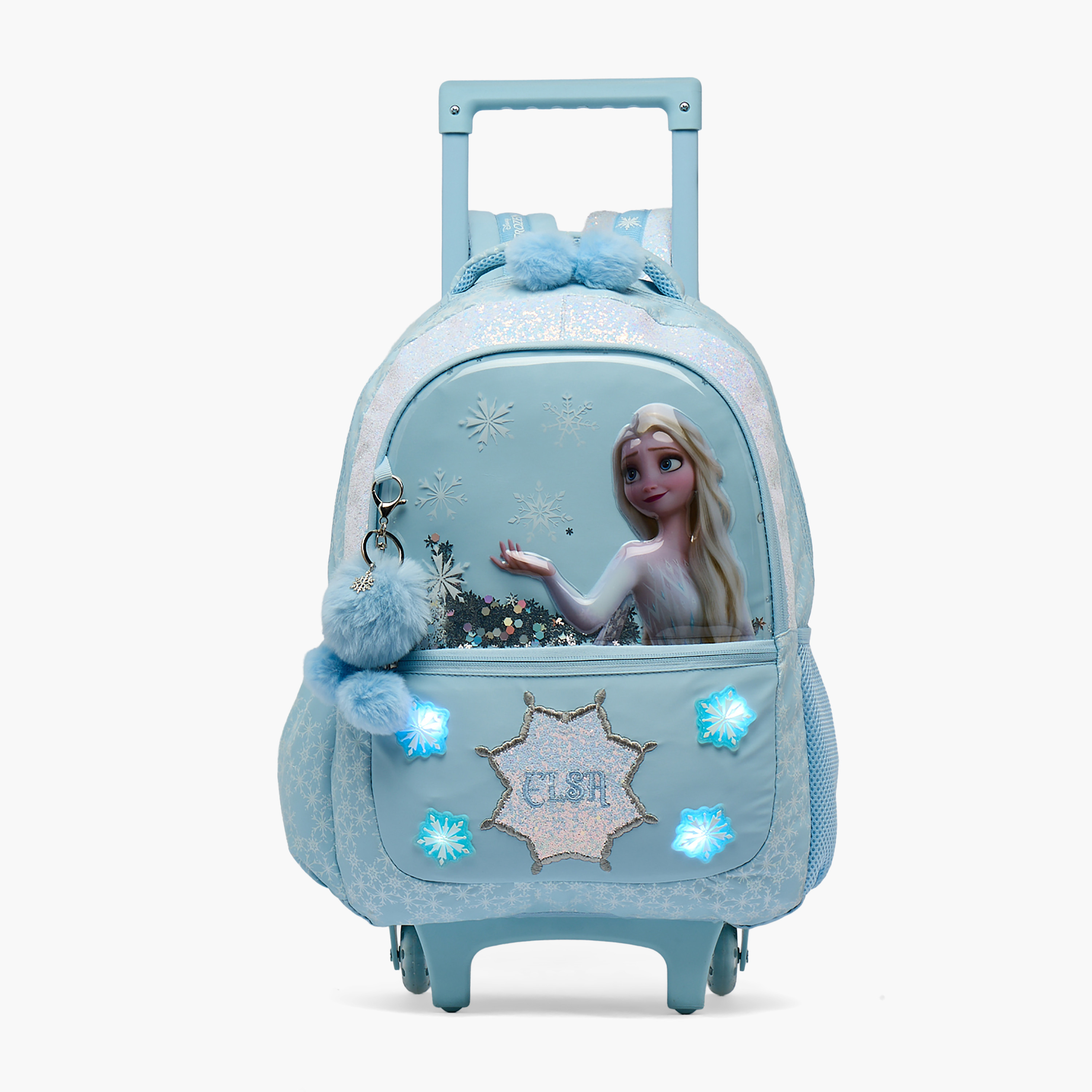 Disney Frozen Print Light Up Trolley Bag for Girls 5-8 Years Retractable Handle - 16 inches-school-bagsandbackpacks-trolleybags-image-2