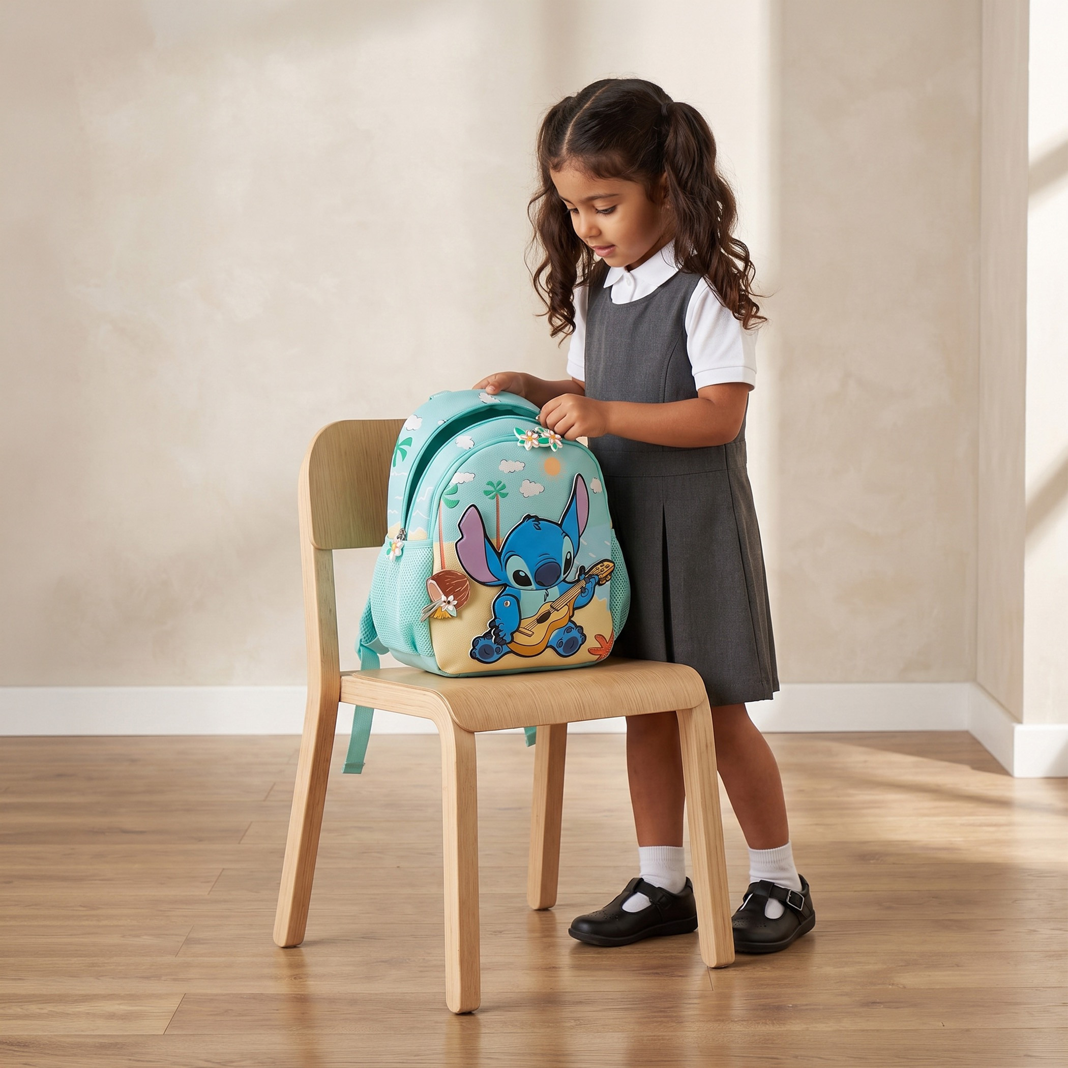 Disney Stitch Print Backpack for Girls 3-5 Years with Padded Straps - 14 inches-school-bagsandbackpacks-backpacks-image-3
