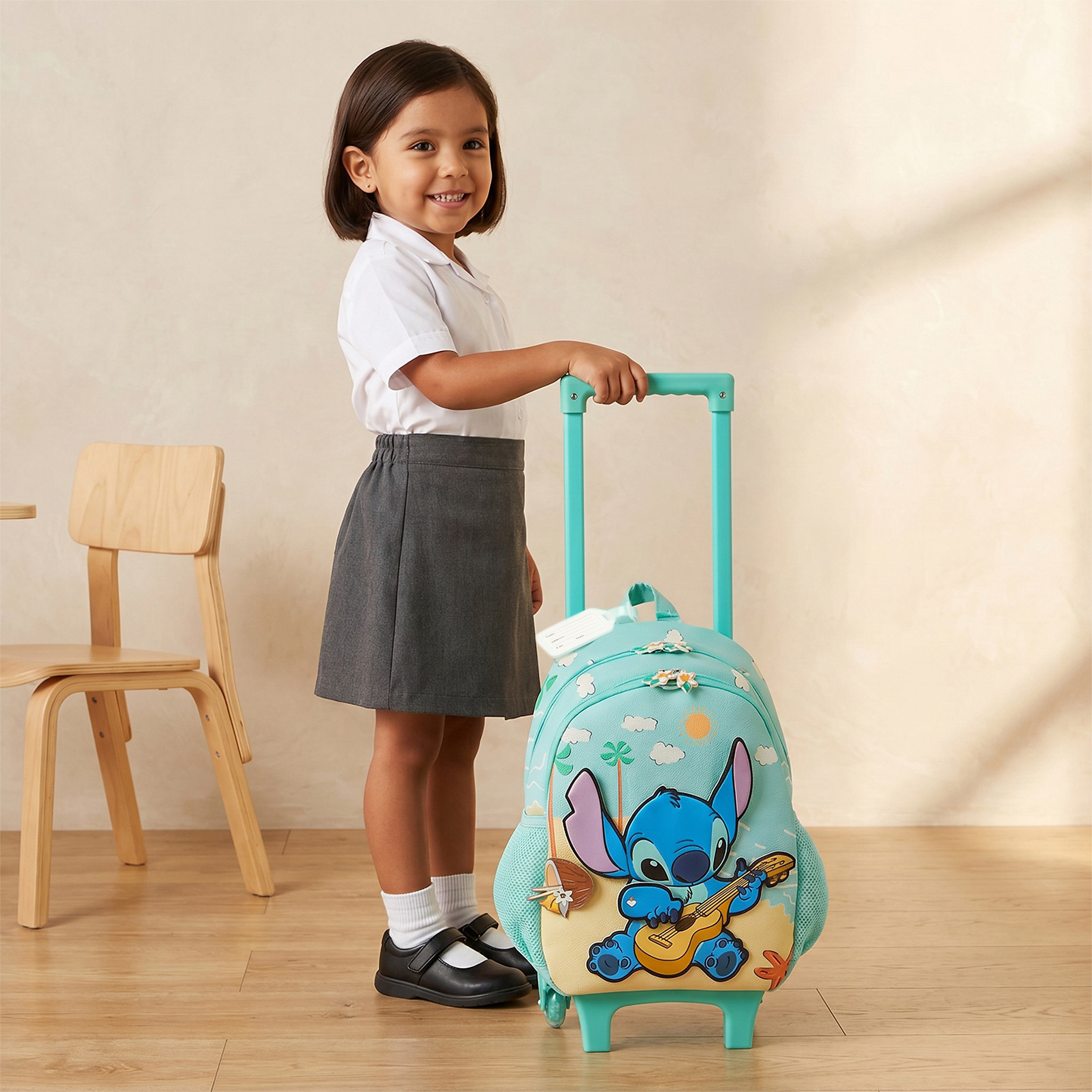 شنطة ترولي بتصميم ستيتش ومقبض قابل للسحب للبنات من 3 - 5 سنوات من ديزني - 14 بوصة-school-bagsandbackpacks-trolleybags-image-3