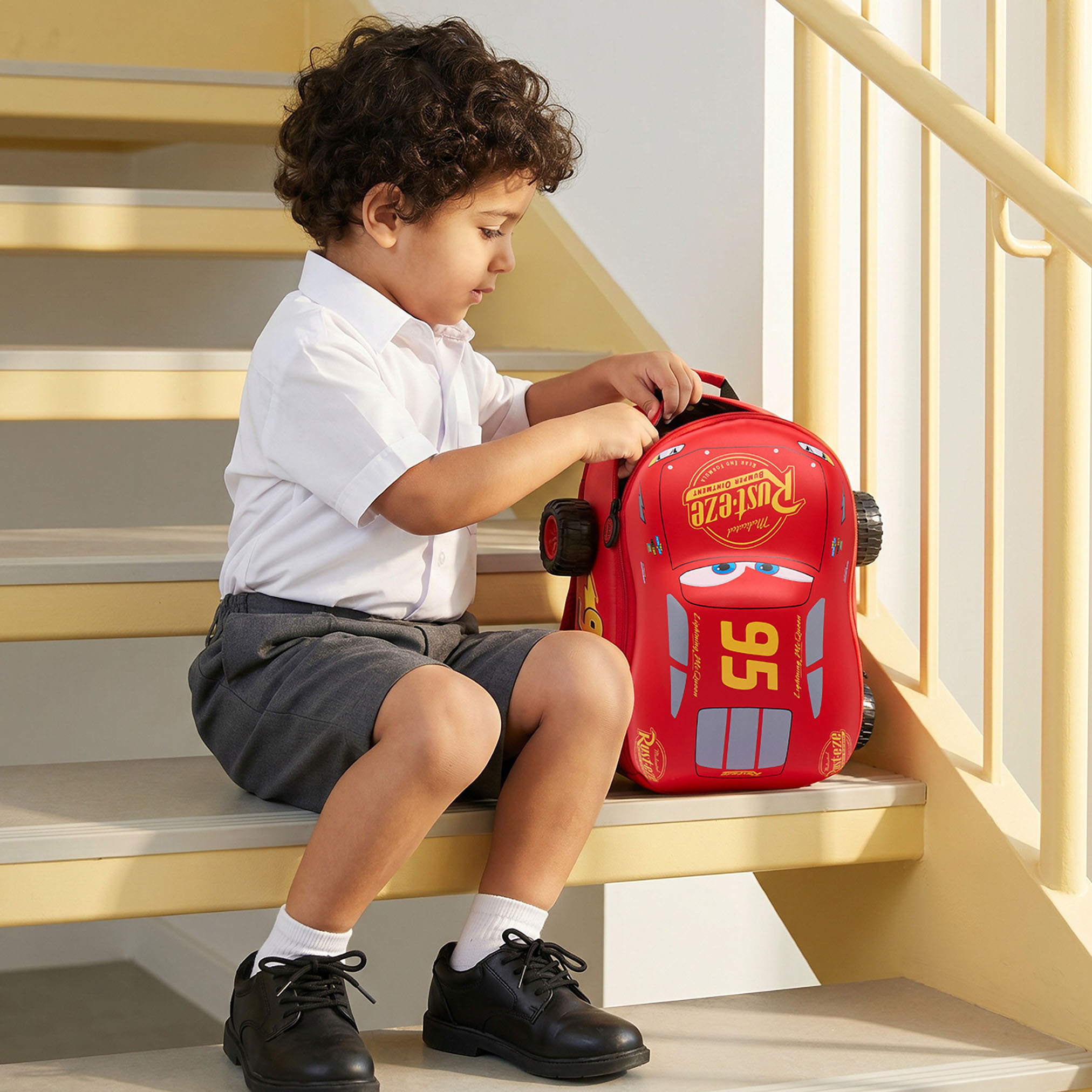 Disney Cars Print Backpack for Boys 3-5 Years with Padded Straps - 14 inches-school-bagsandbackpacks-backpacks-image-2