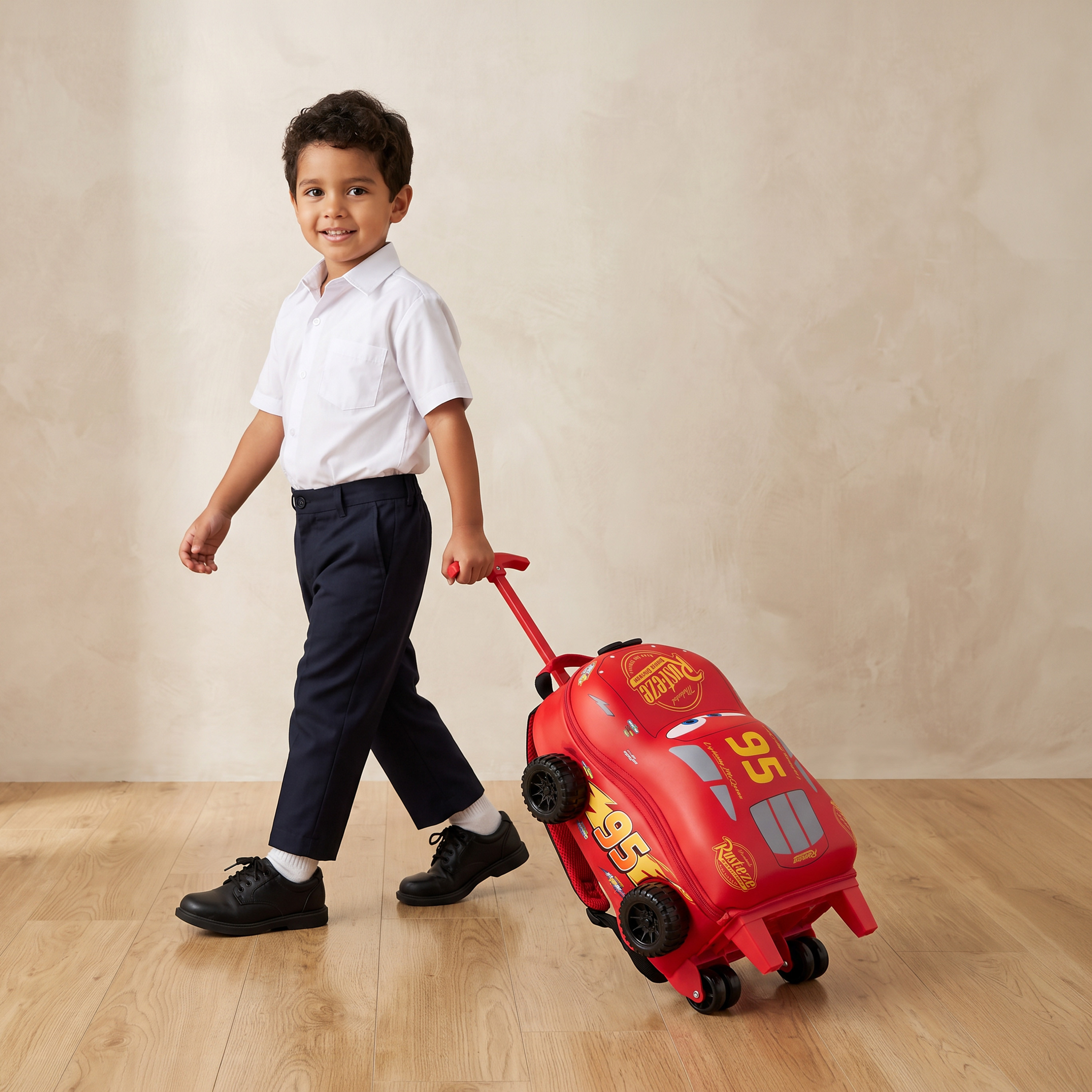 Disney Cars Print Trolley Bag for Boys 3-5 Years Retractable Handle - 14 inches-school-bagsandbackpacks-trolleybags-image-4