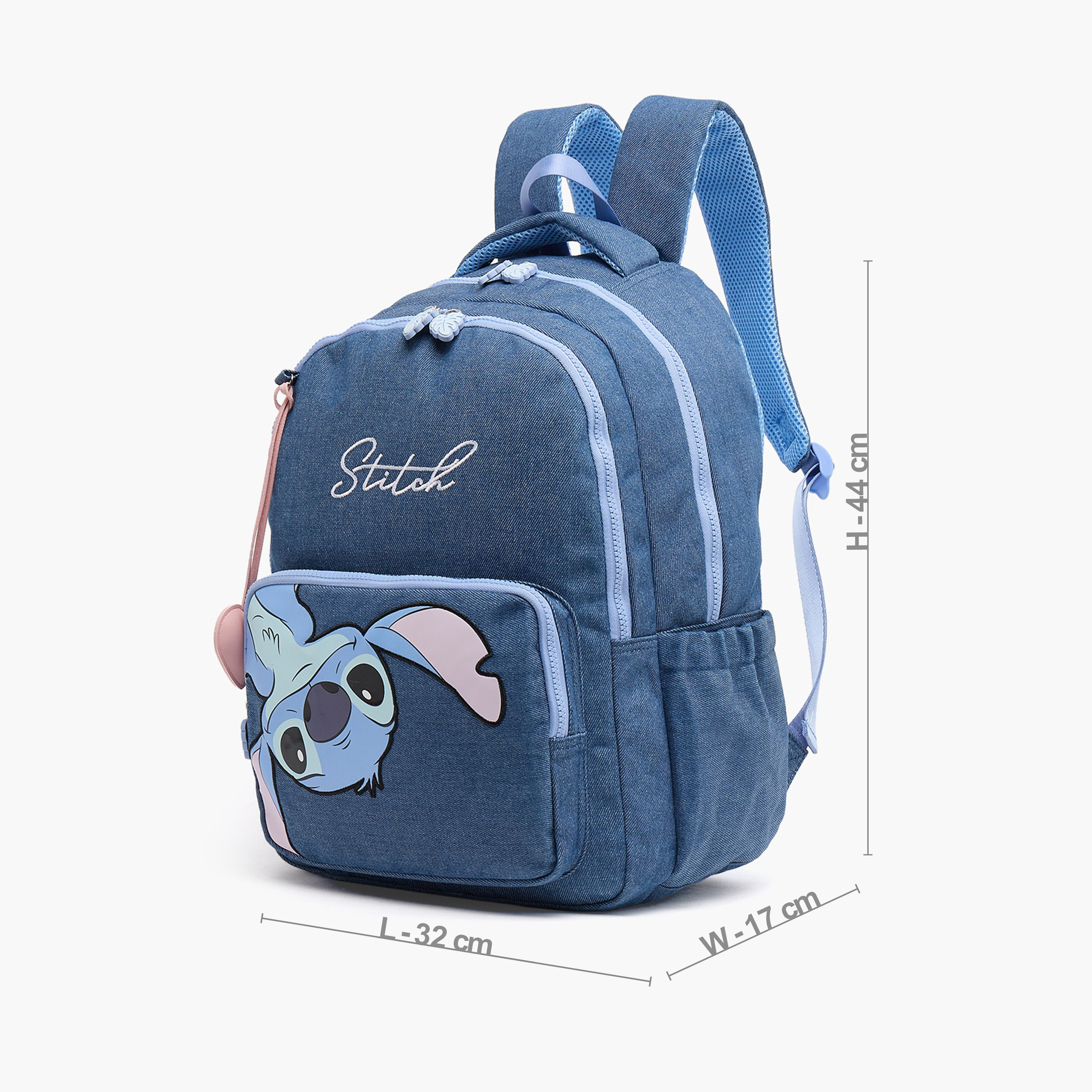 شنطة ظهر بطبعة ستيتش للبنات من 8-12 سنة مع أحزمة مبطنة من ديزني - 17 بوصة-school-bagsandbackpacks-backpacks-image-9