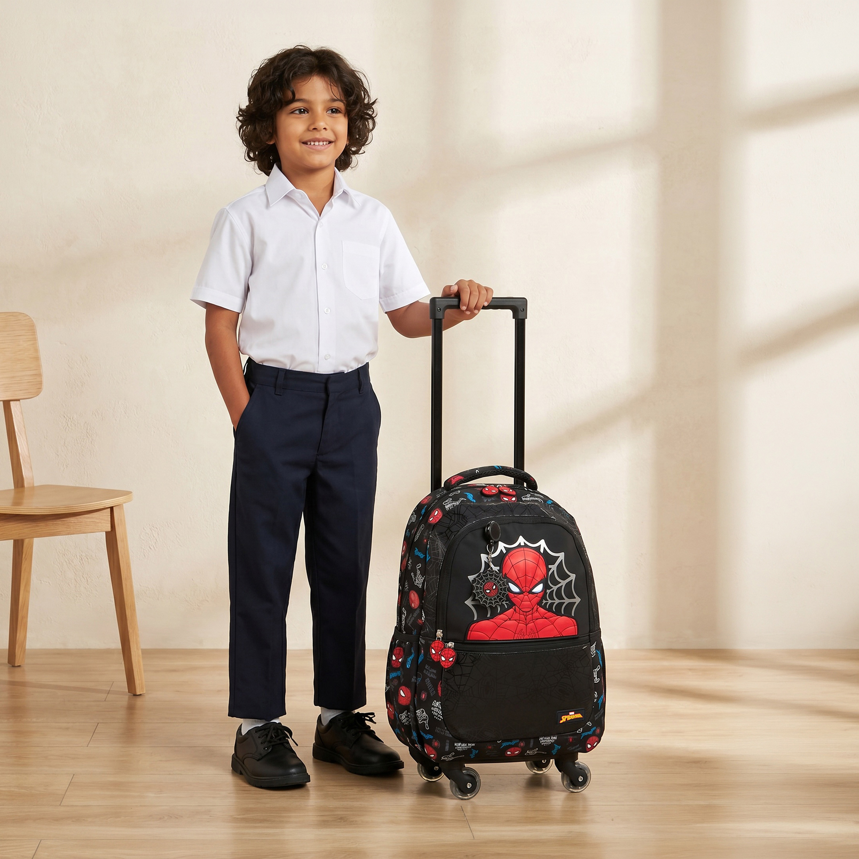 شنطة ترولي بطبعة سبايدر مان للأولاد من 5-8 سنوات بعجلات متينة - 16 بوصة-school-bagsandbackpacks-trolleybags-image-4