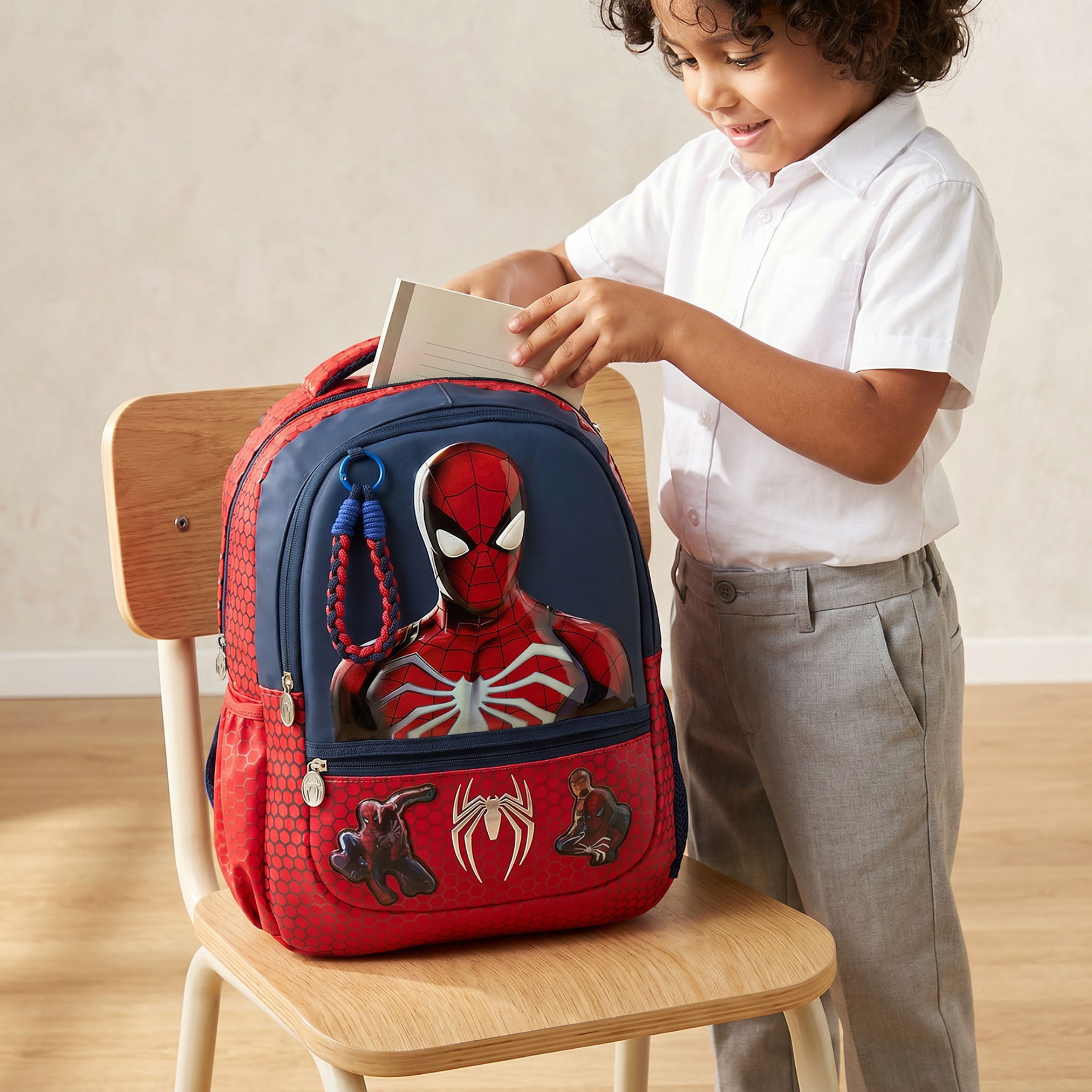 Spider-Man Print Backpack for Boys 5-8 Years with Padded Shoulder Straps - 16 inches-school-bagsandbackpacks-backpacks-image-4