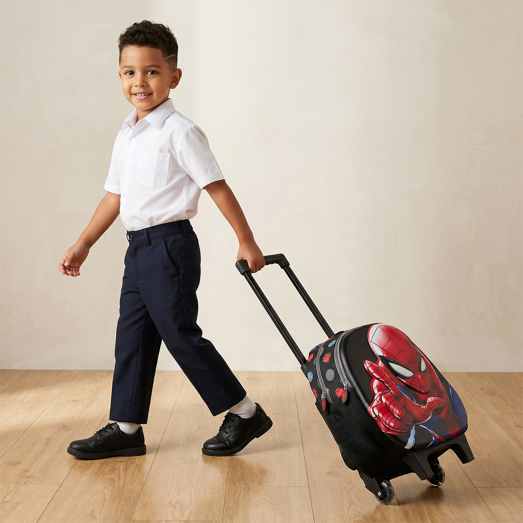 Spider-Man Print Trolley Bag for Boys 3-5 Years Retractable Handle - 14 inches-school-bagsandbackpacks-trolleybags-image-3