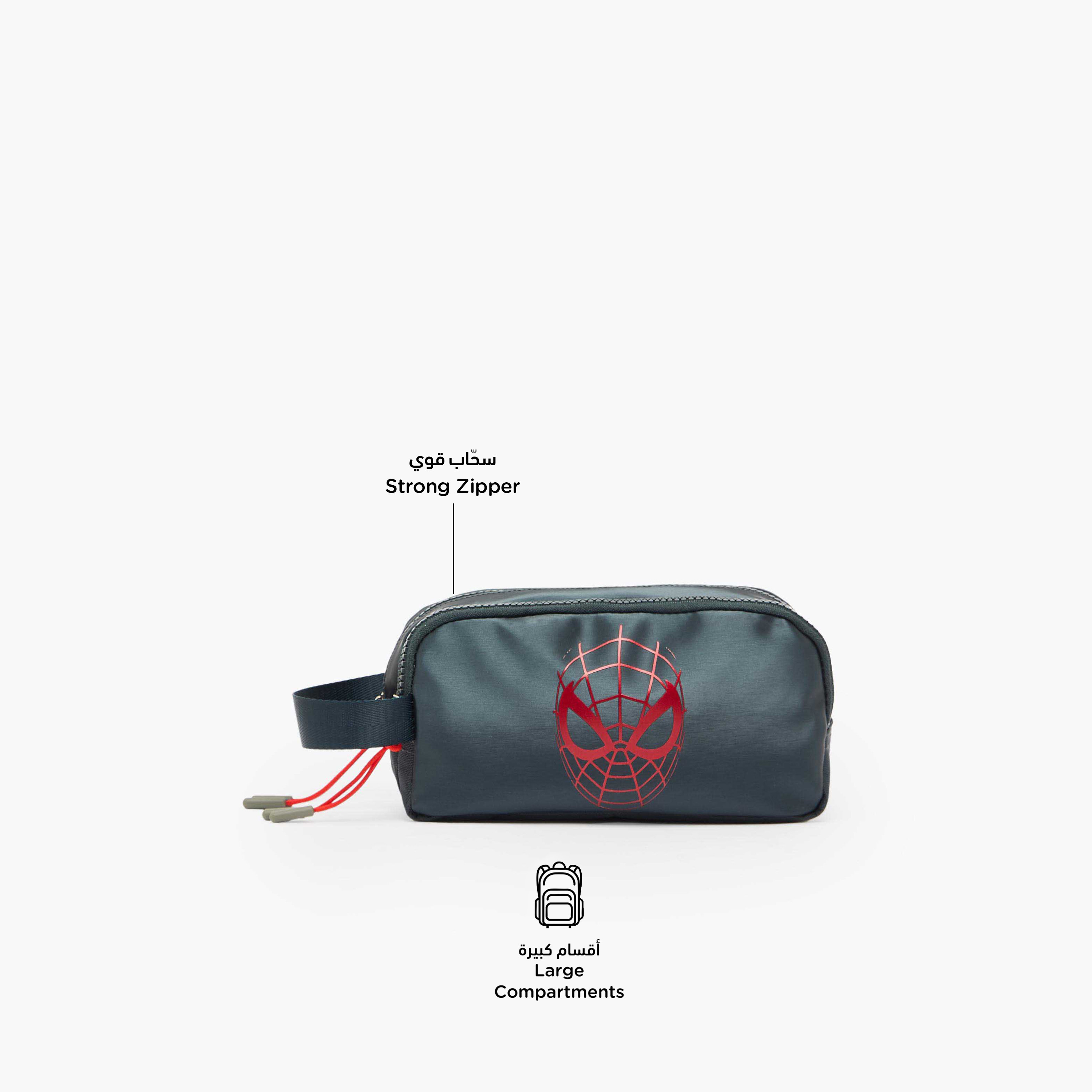 Spider-Man Print Pencil Pouch with 2 Compartments-school-stationery-pencilcases-image-2