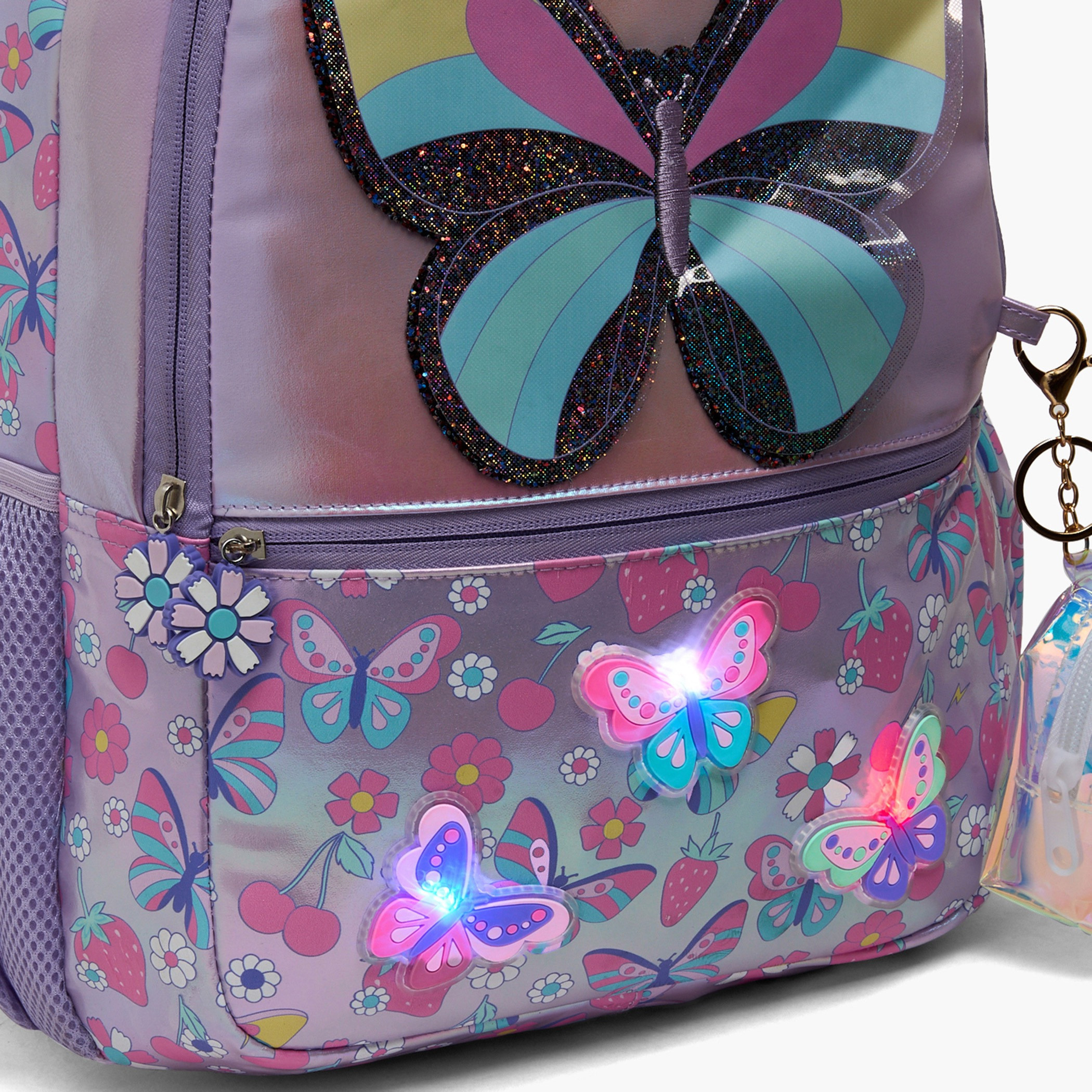 Juniors Butterfly Print Backpack for Girls 5-8 Years with Detachable Pouch - 16 inches-school-bagsandbackpacks-backpacks-image-11