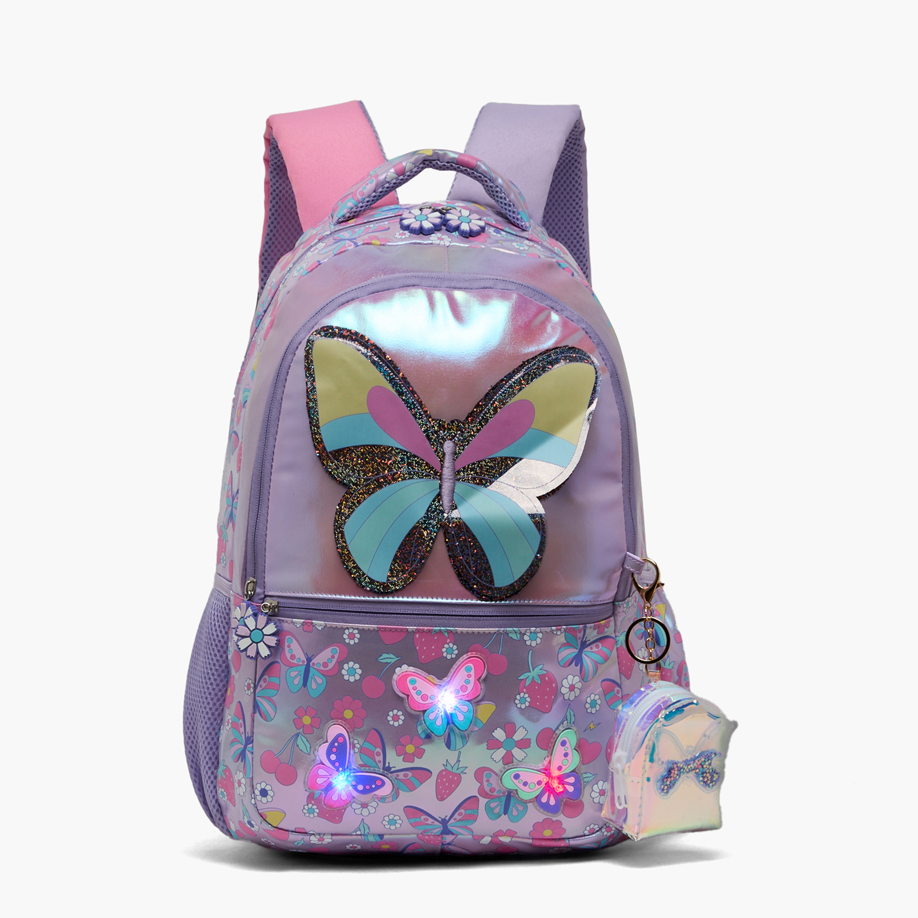 Juniors Butterfly Print Backpack for Girls 5-8 Years with Detachable Pouch - 16 inches-school-bagsandbackpacks-backpacks-image-3
