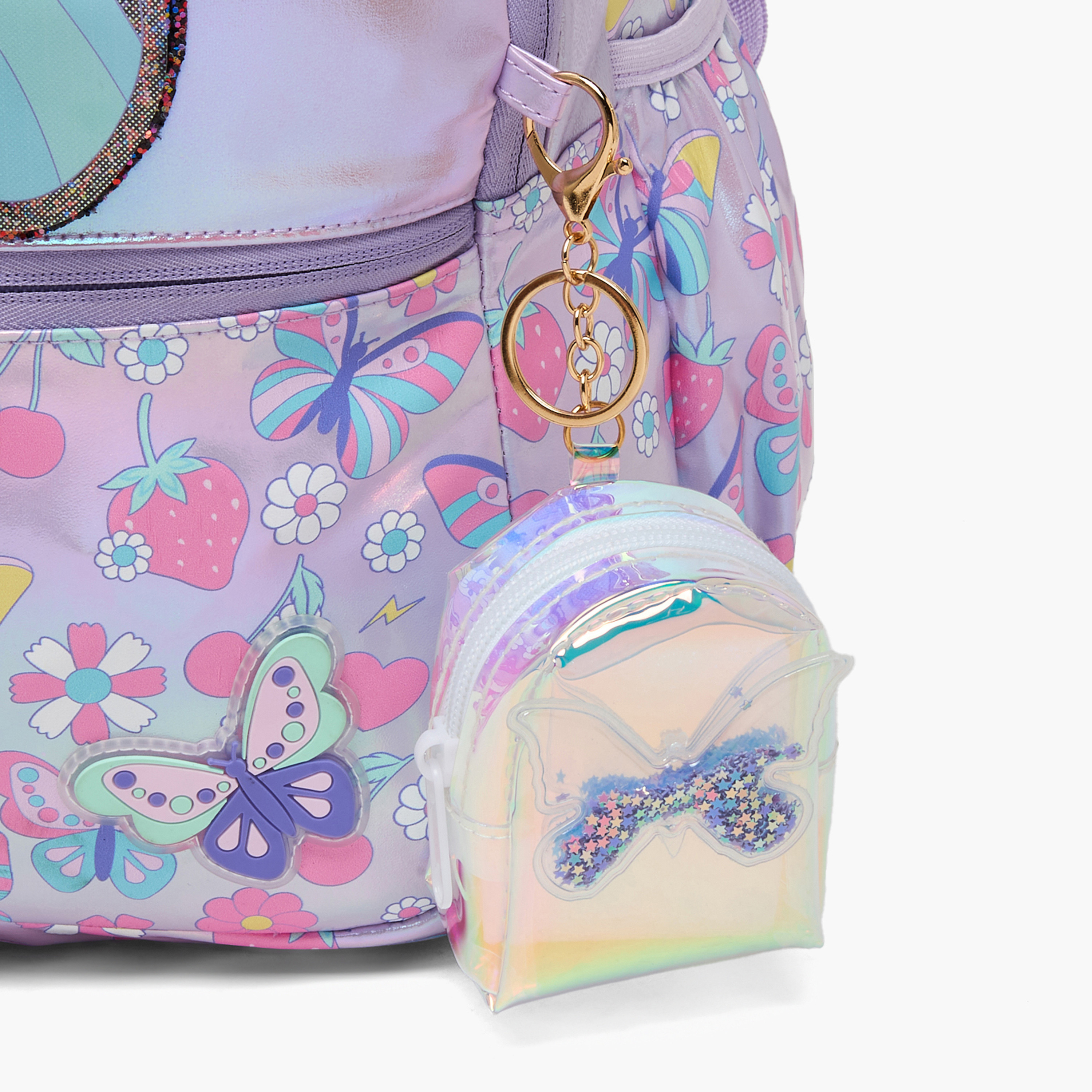 Juniors Butterfly Print Backpack for Girls 5-8 Years with Detachable Pouch - 16 inches-school-bagsandbackpacks-backpacks-image-6