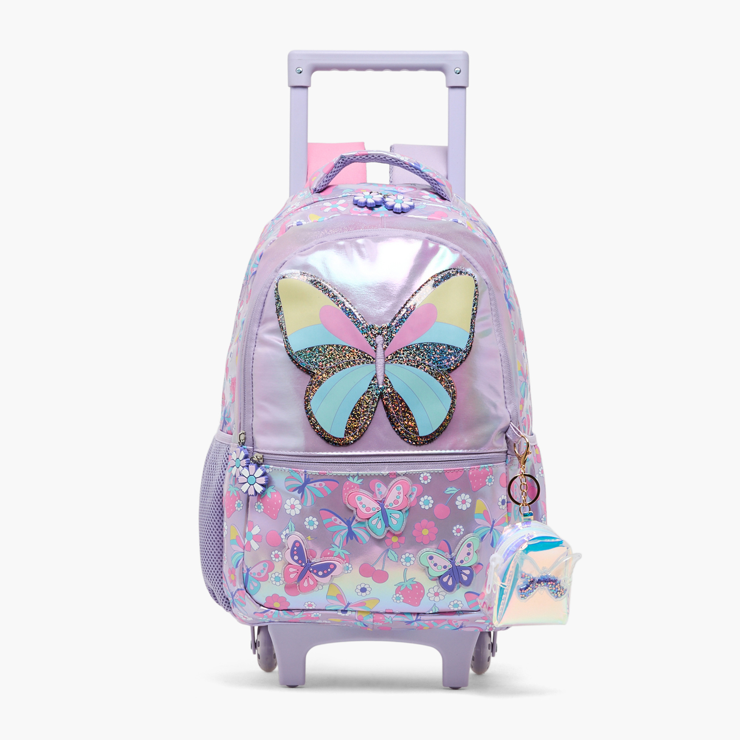 Juniors Butterfly Print Trolley Bag for Girls 5-8 Years with Durable Wheels - 16 inches-school-bagsandbackpacks-trolleybags-image-1